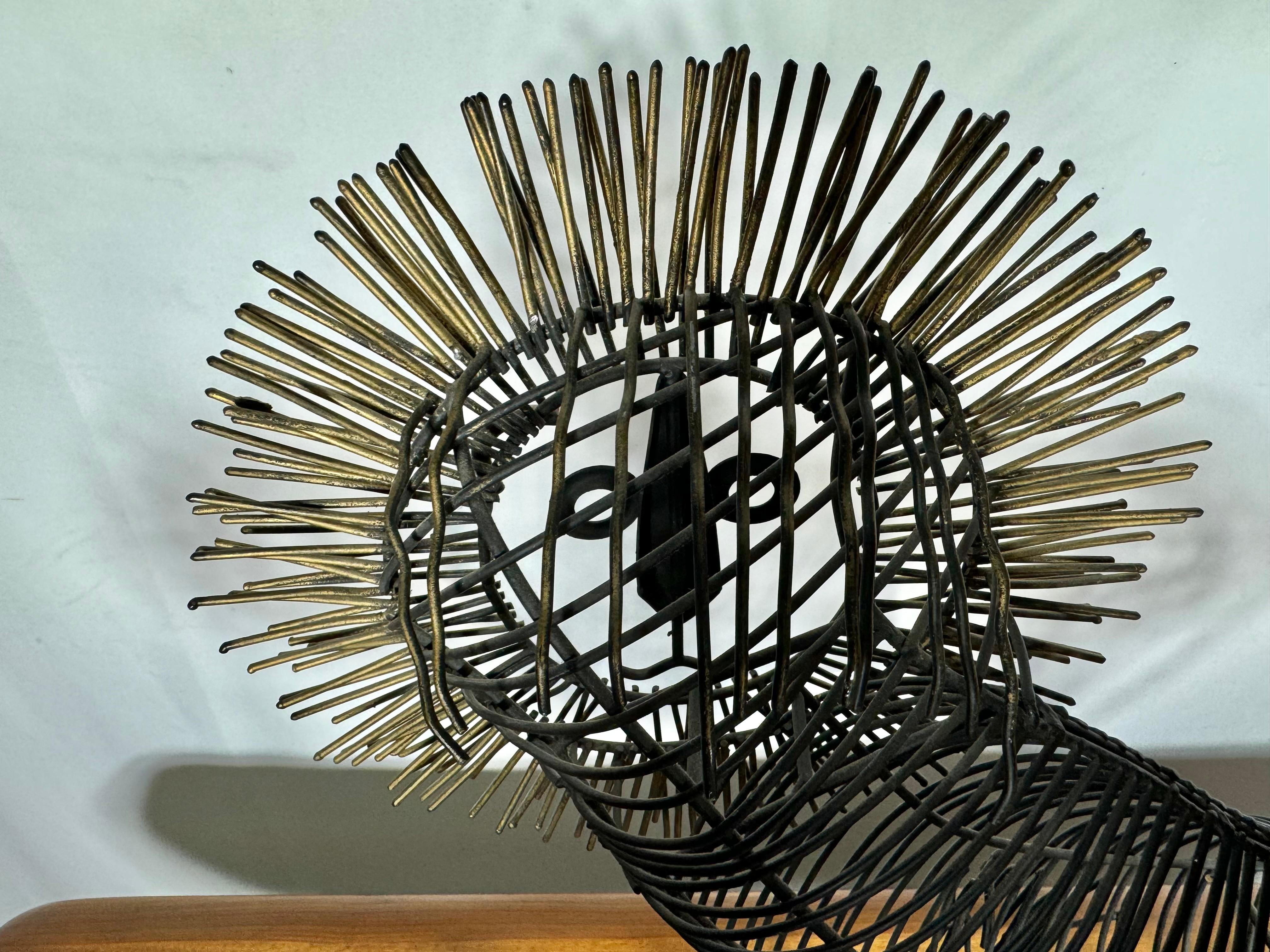 Mid-Century moderno Coppia stravagante  Leoni a filo di Curtis Jere, design moderno e classico. in vendita