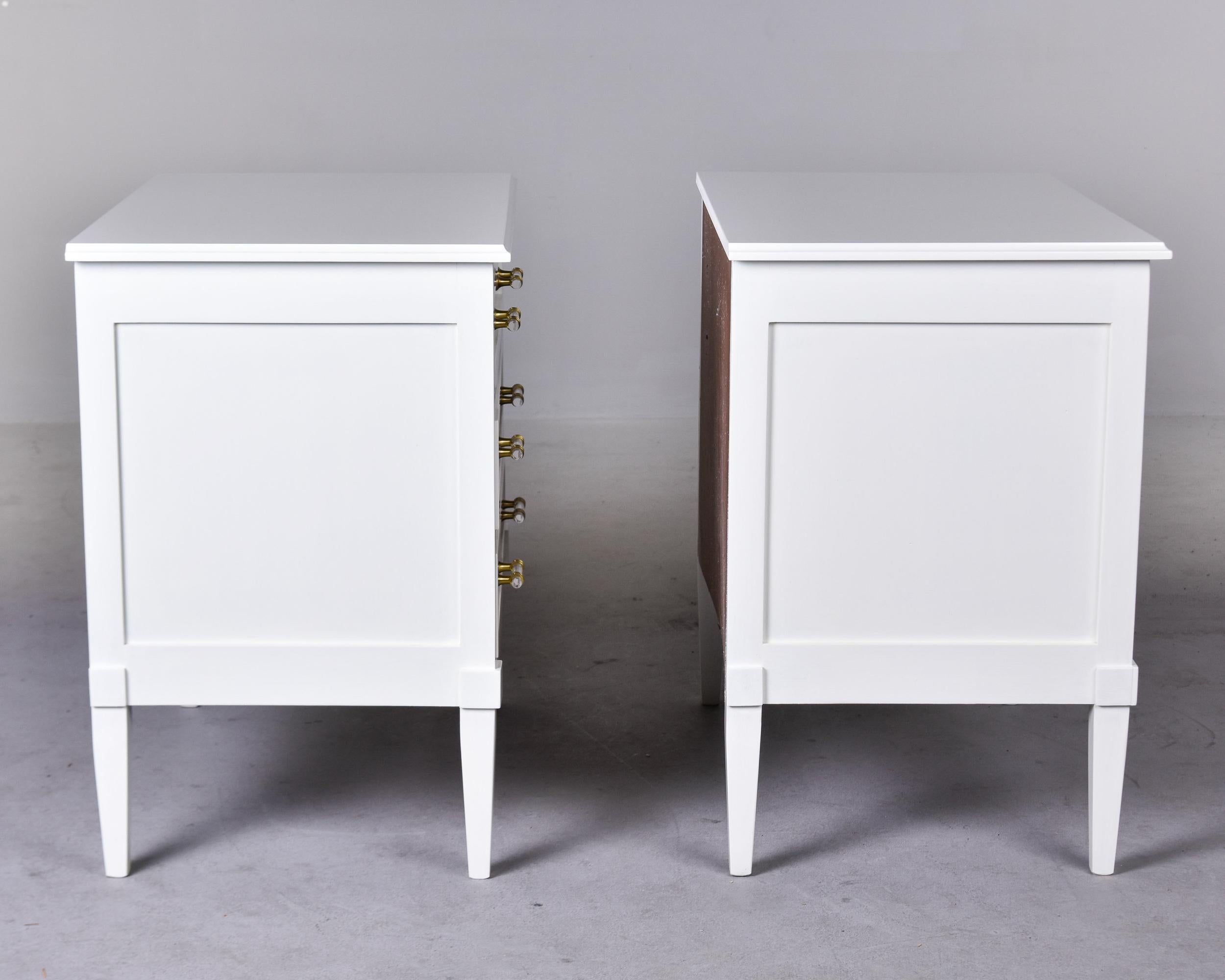 Pair White Bespoke Chests with Three Drawers For Sale 6