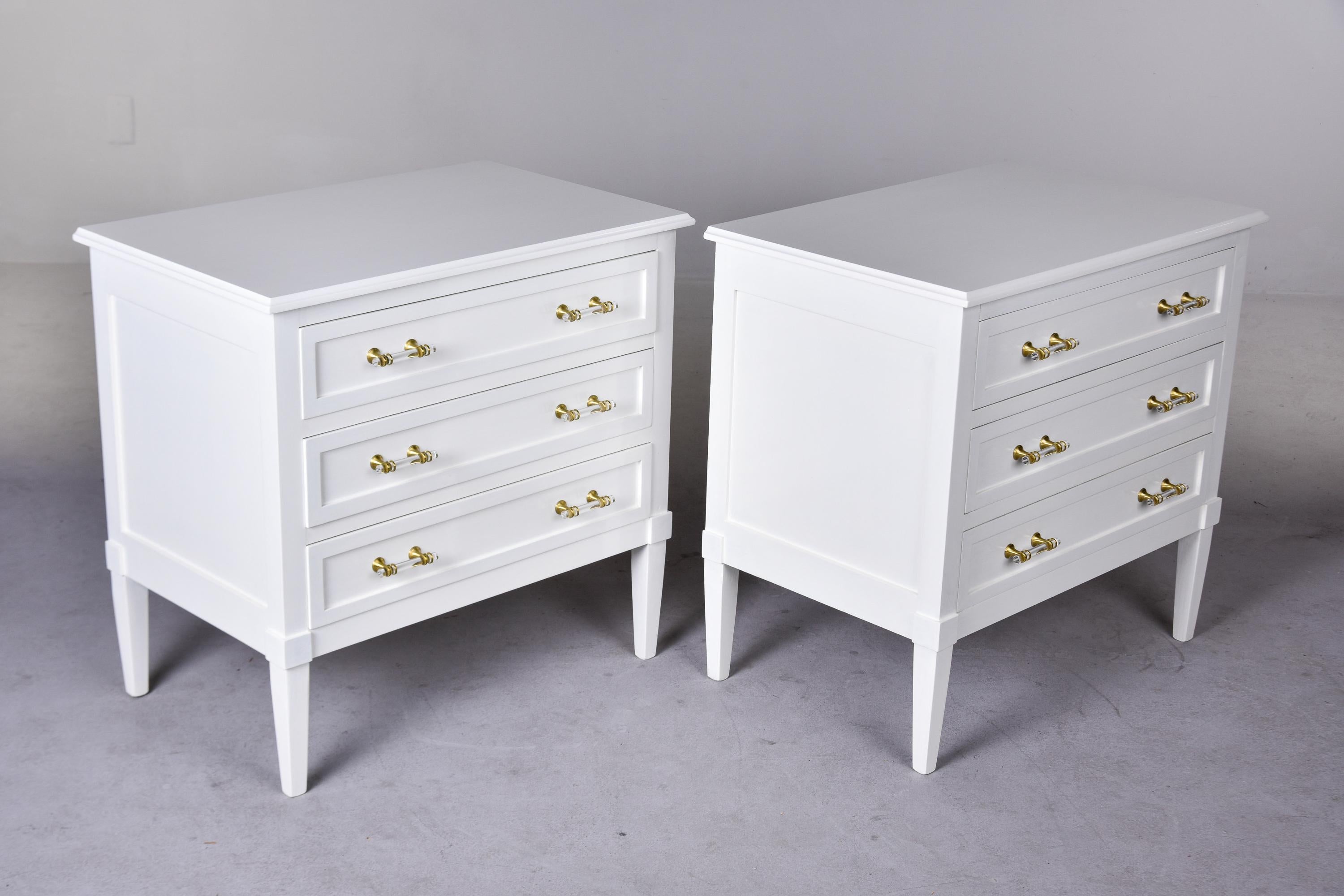 Pair White Bespoke Chests with Three Drawers For Sale 7