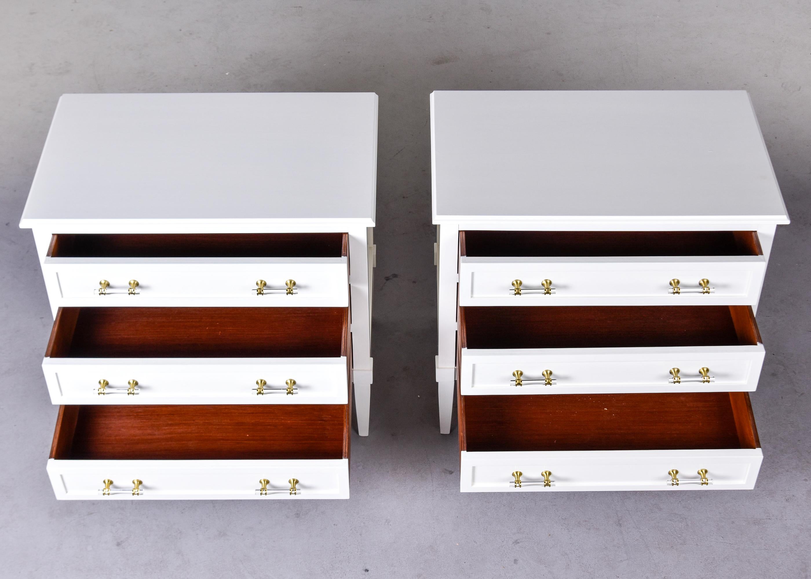 English Pair White Bespoke Chests with Three Drawers For Sale