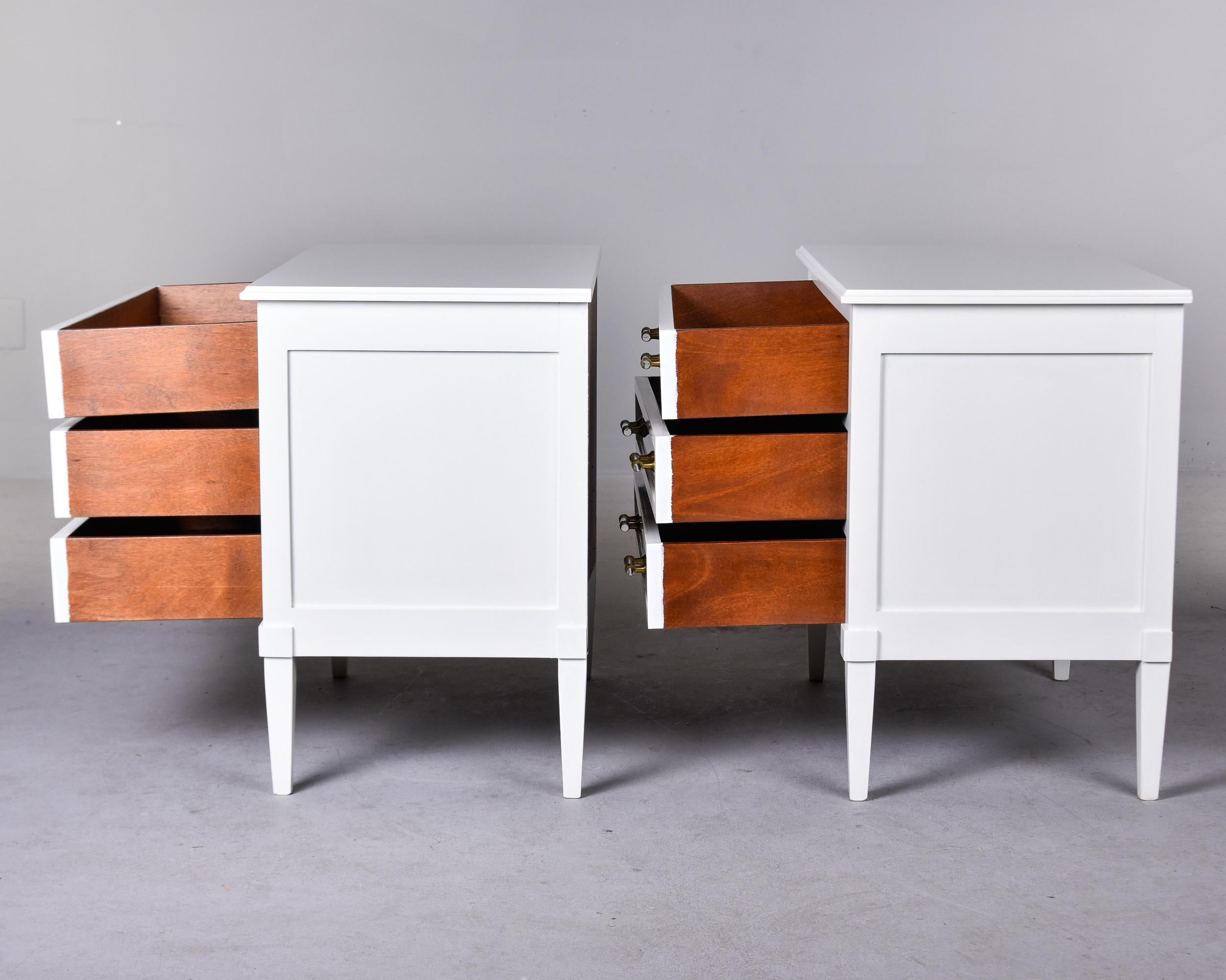 Pair White Bespoke Chests with Three Drawers For Sale 1