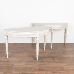 Pair, White Demi Lune Side Tables, Sweden circa 1840-60