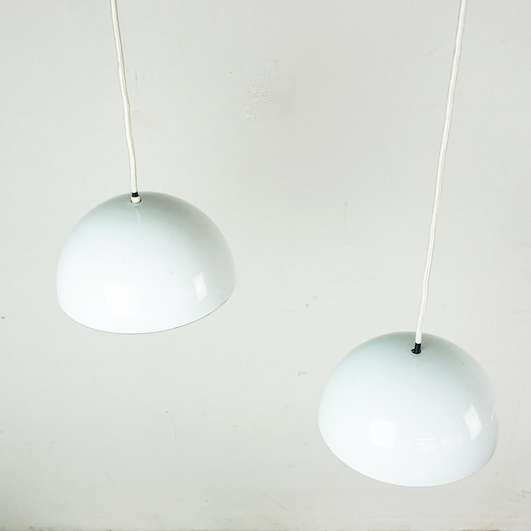 Metal Pair White Enameled Flowerpot Pendant by Verner Panton for Louis Poulsen Denmark