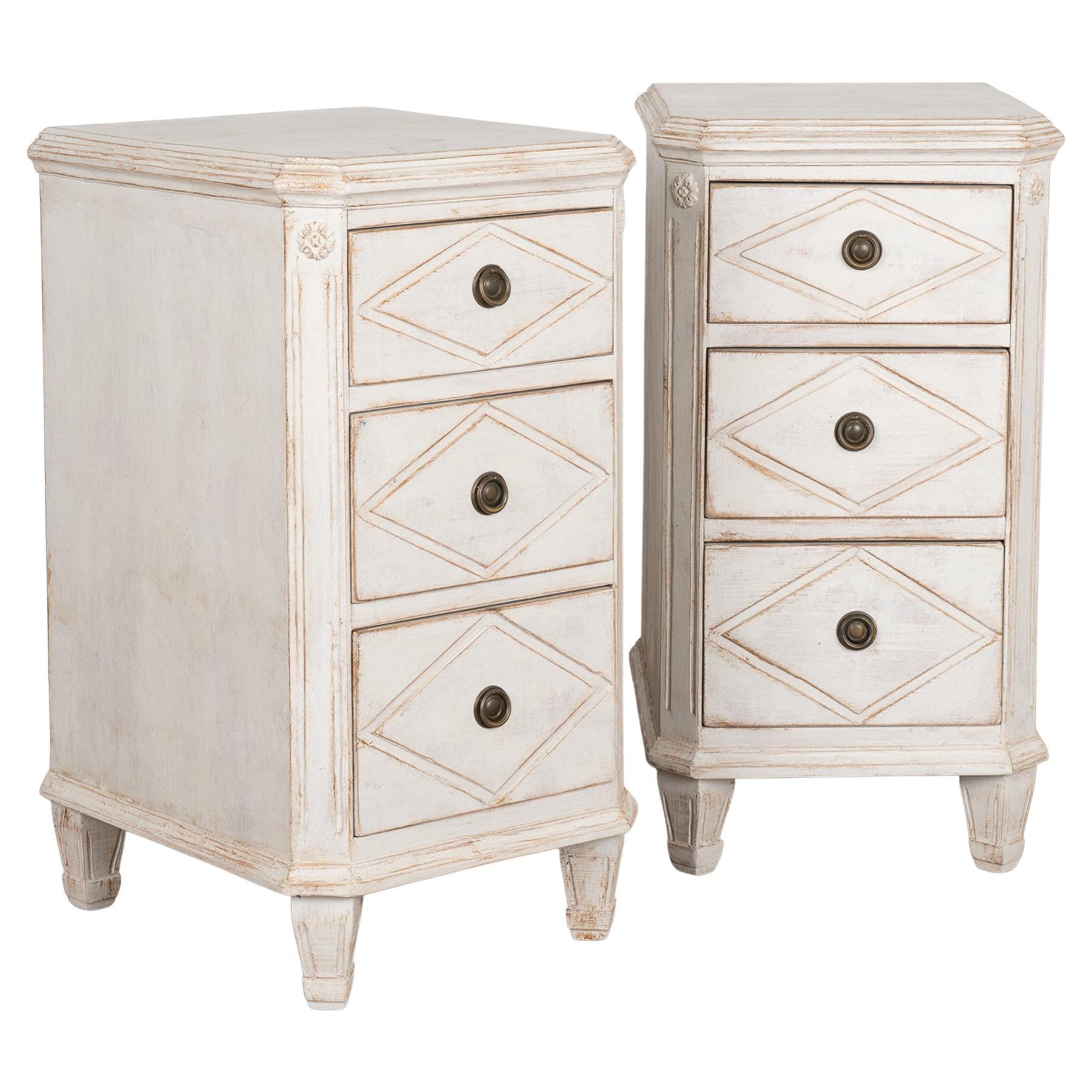 Pair, White Gustavian Narrow Chest of Drawers, Sweden circa 1860-80 For  Sale at 1stDibs