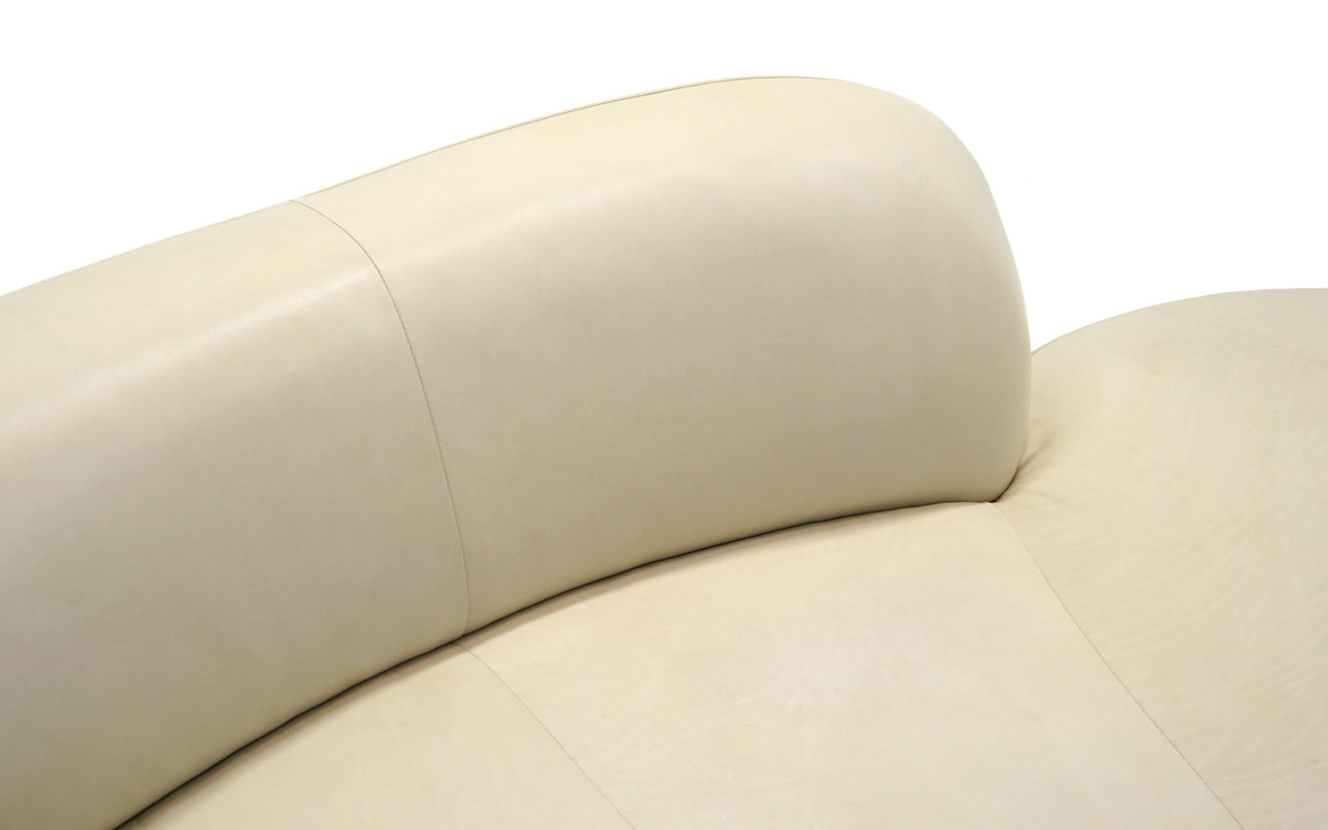 American Pair White / Ivory Curved Leather Zoe Cloud Sofas by Vladimir Kagan, Signed For Sale