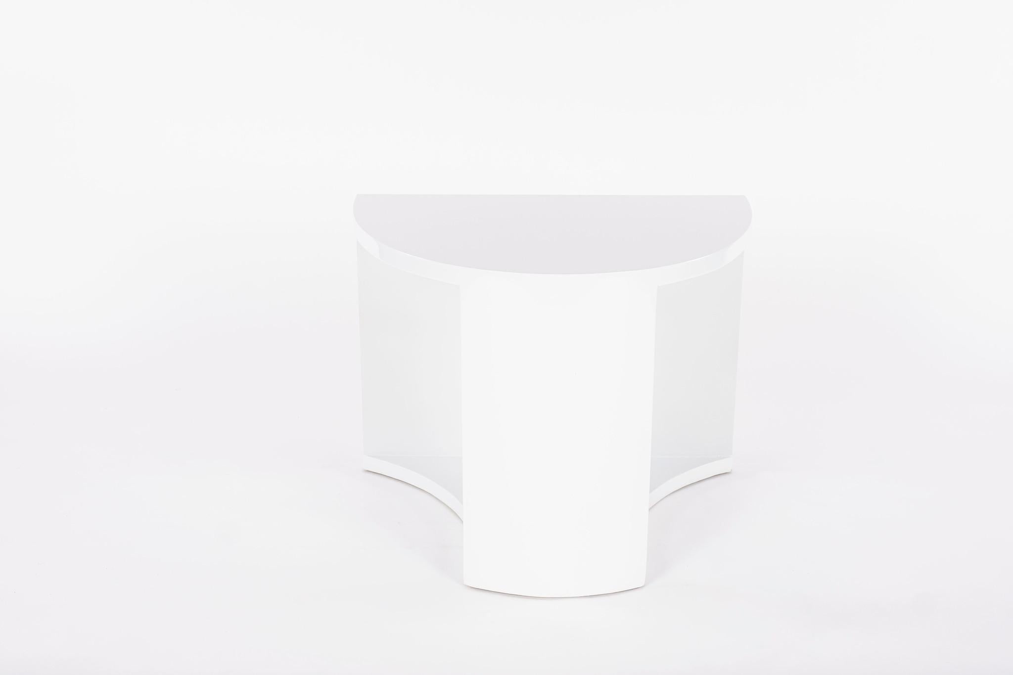 Painted Pair White Lacquered Cocktail Tables For Sale