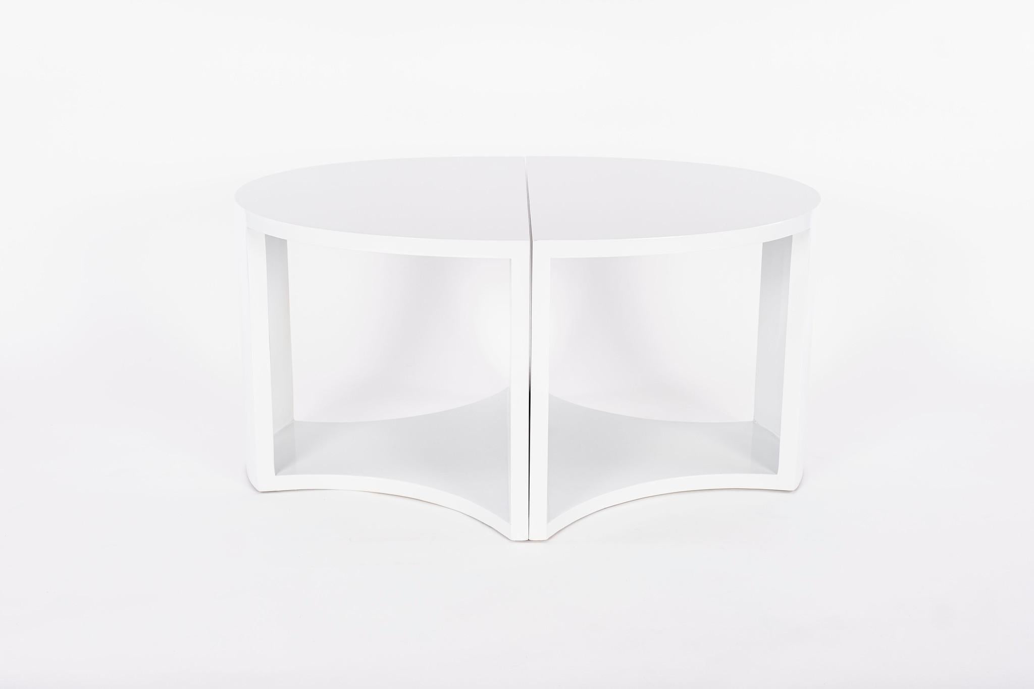 20th Century Pair White Lacquered Cocktail Tables For Sale