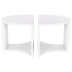 Vintage Pair White Lacquered Cocktail Tables
