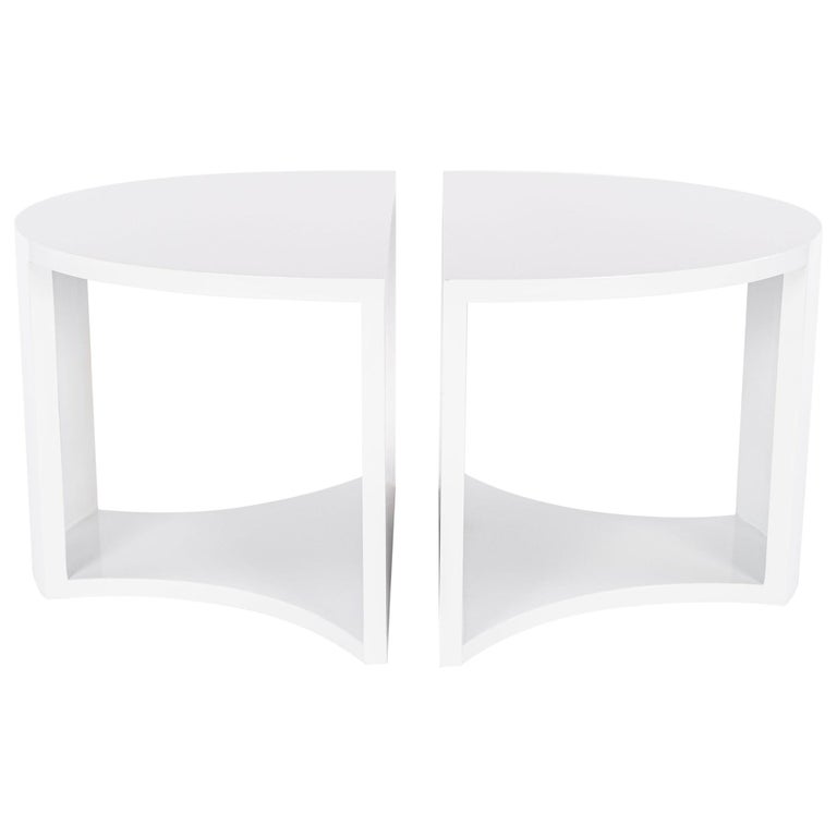 Pair White Lacquered Cocktail Tables For Sale at 1stDibs