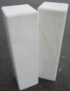 Pair of White Marble Pedestals