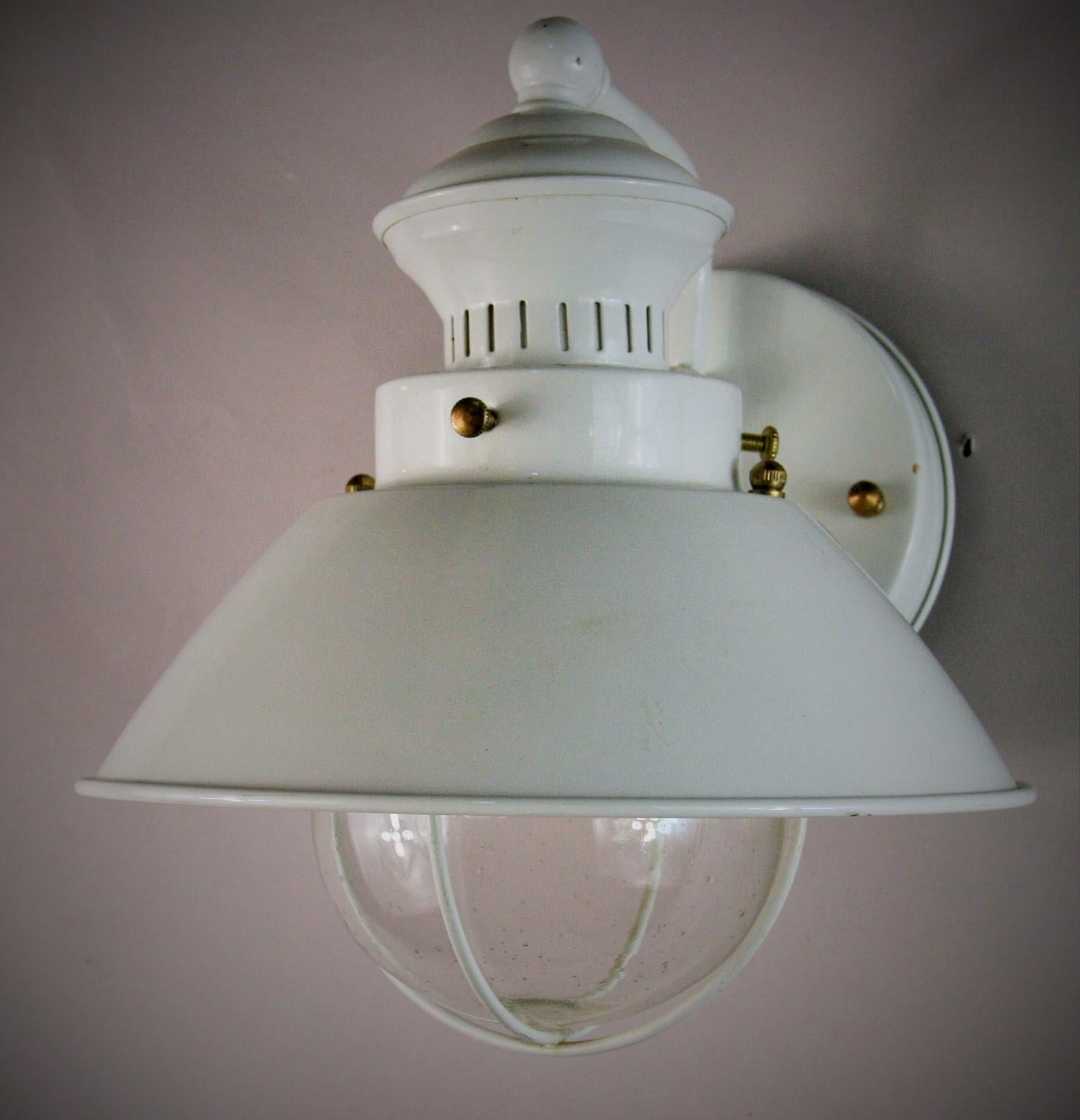 American Pair of White Nautical Lantern Sconces For Sale