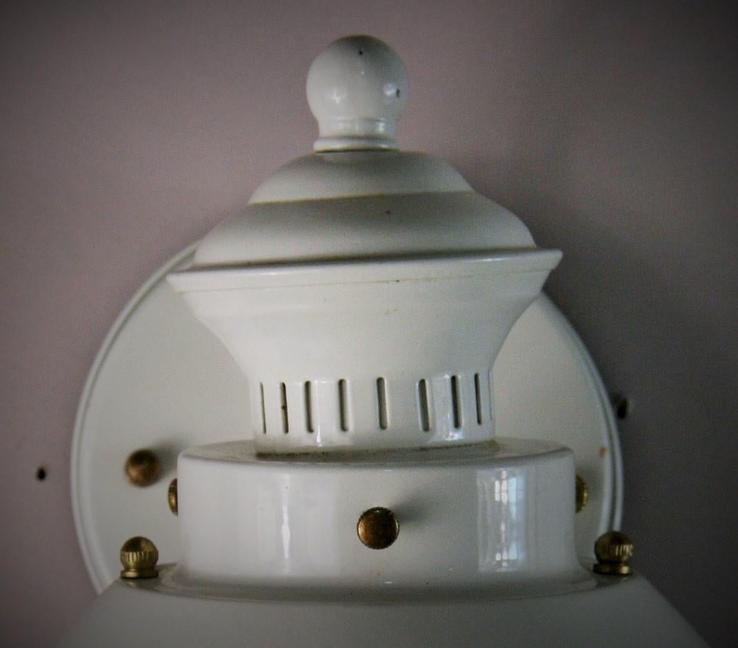 Pair of White Nautical Lantern Sconces For Sale 1