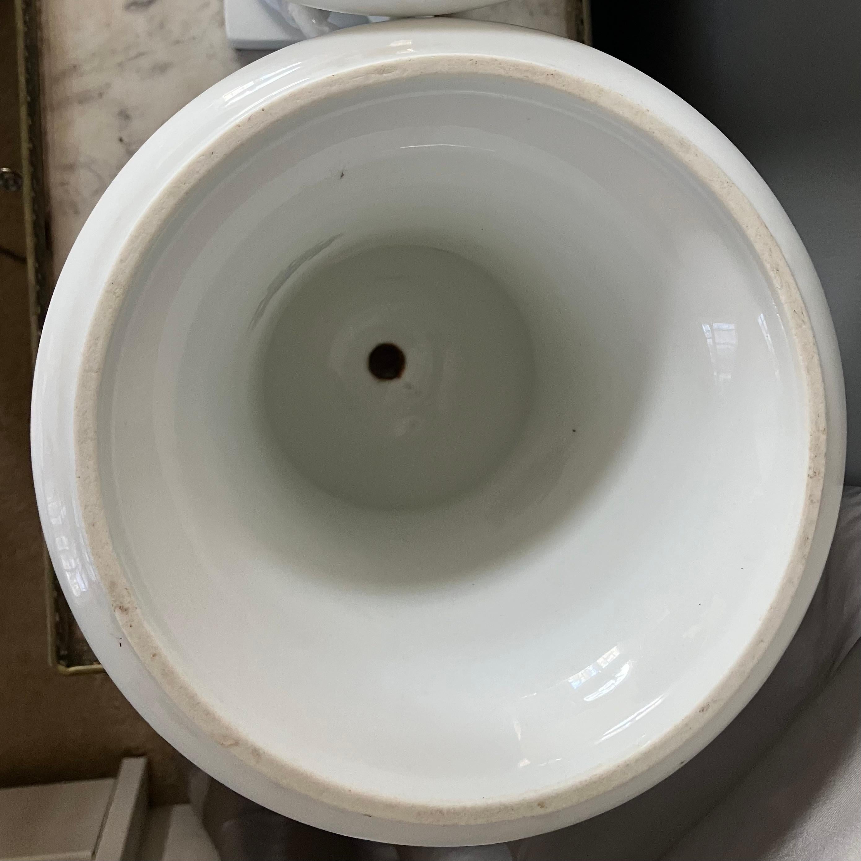 Pair White Neoclassical Campagna Vases For Sale 8