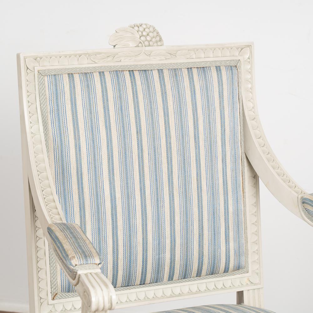 Pair, White Painted Arm Chairs, Sweden circa 1900s For Sale 2