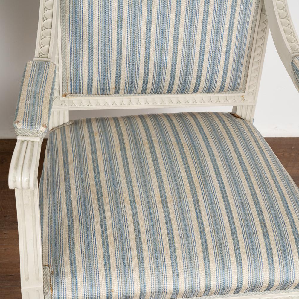 Pair, White Painted Arm Chairs, Sweden circa 1900s For Sale 4