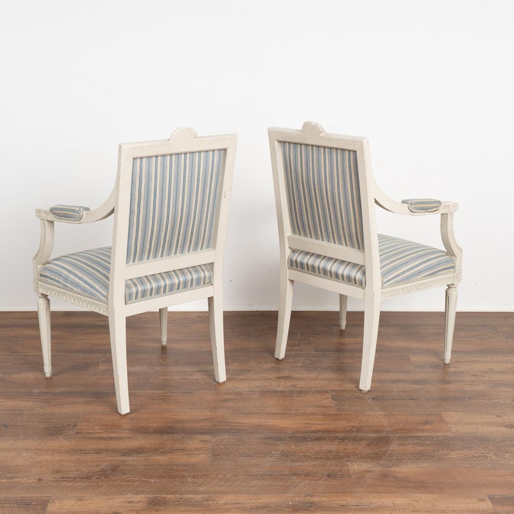 Pair, White Painted Arm Chairs, Sweden circa 1900s For Sale 5