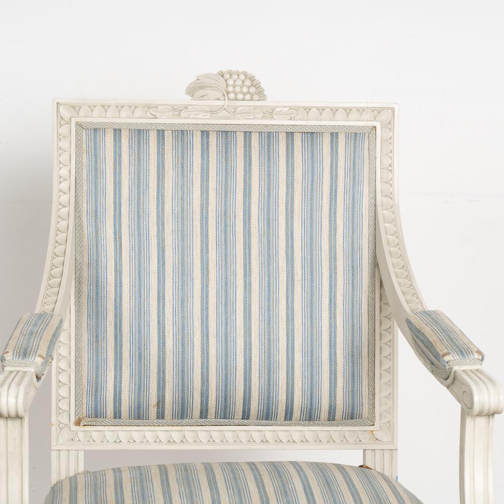 20th Century Pair, White Painted Arm Chairs, Sweden circa 1900s For Sale