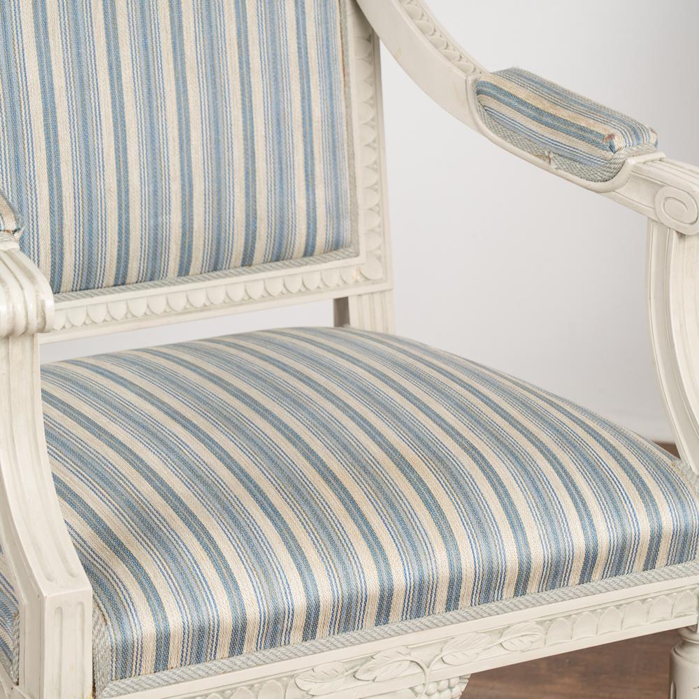 Pair, White Painted Arm Chairs, Sweden circa 1900s For Sale 1
