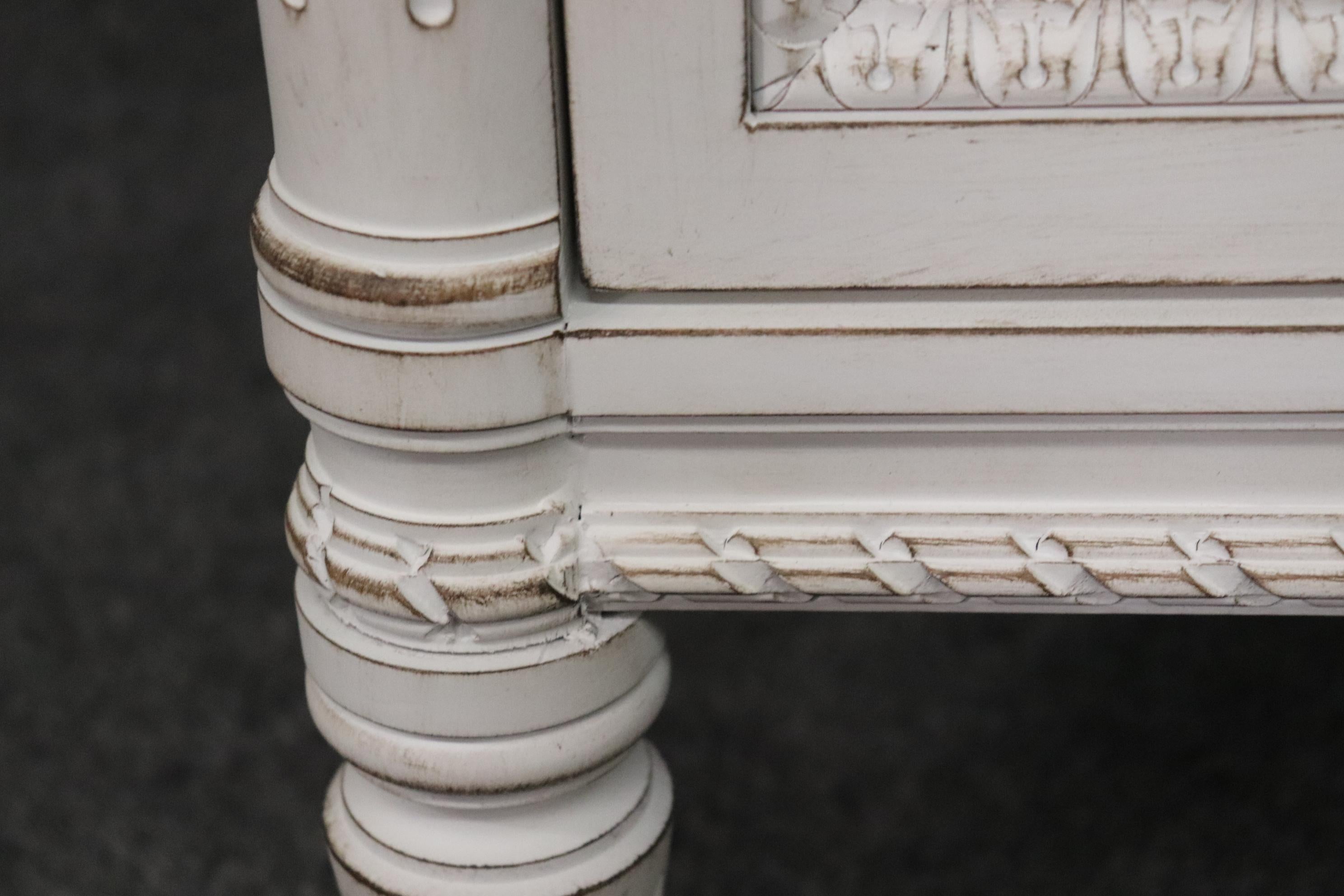 Pair White Painted French Louis XVI Carved Louis XVI Nightstands 8