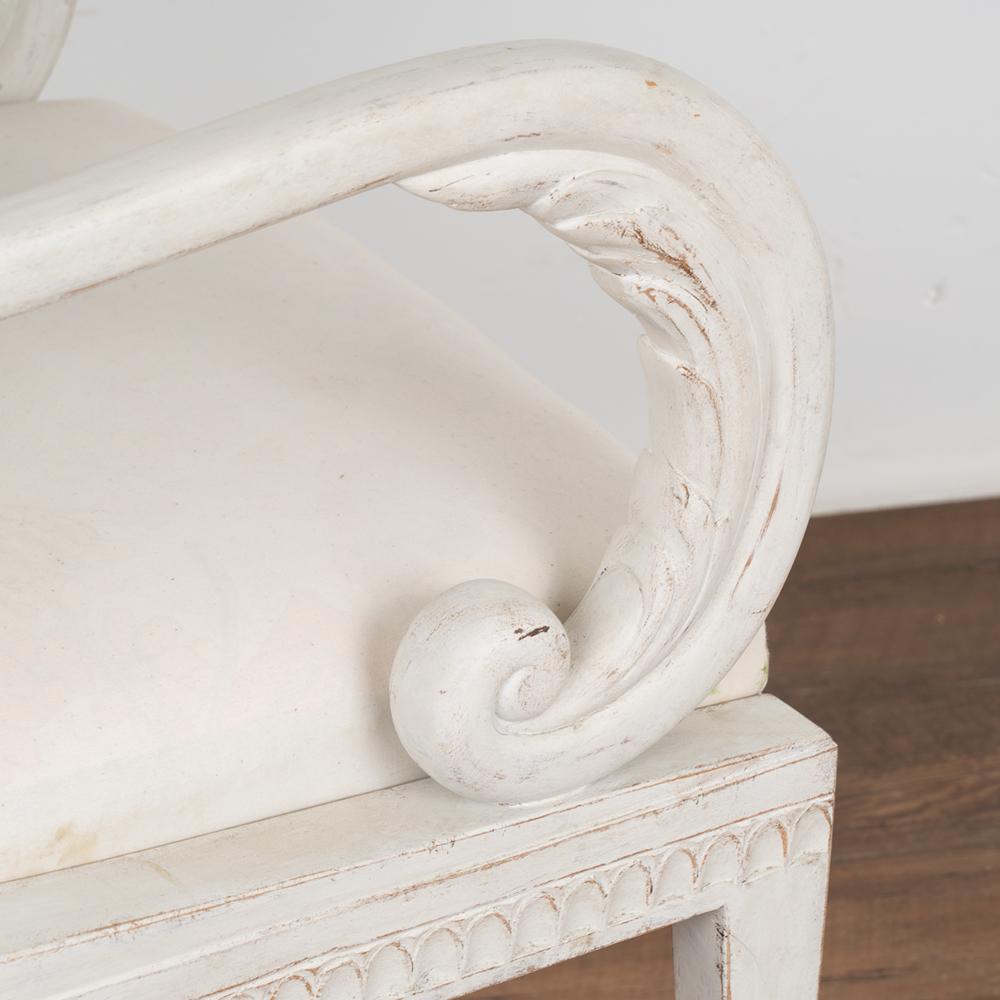 Pair, White Painted Gustavian Arm Chairs, Sweden, circa 1880 3