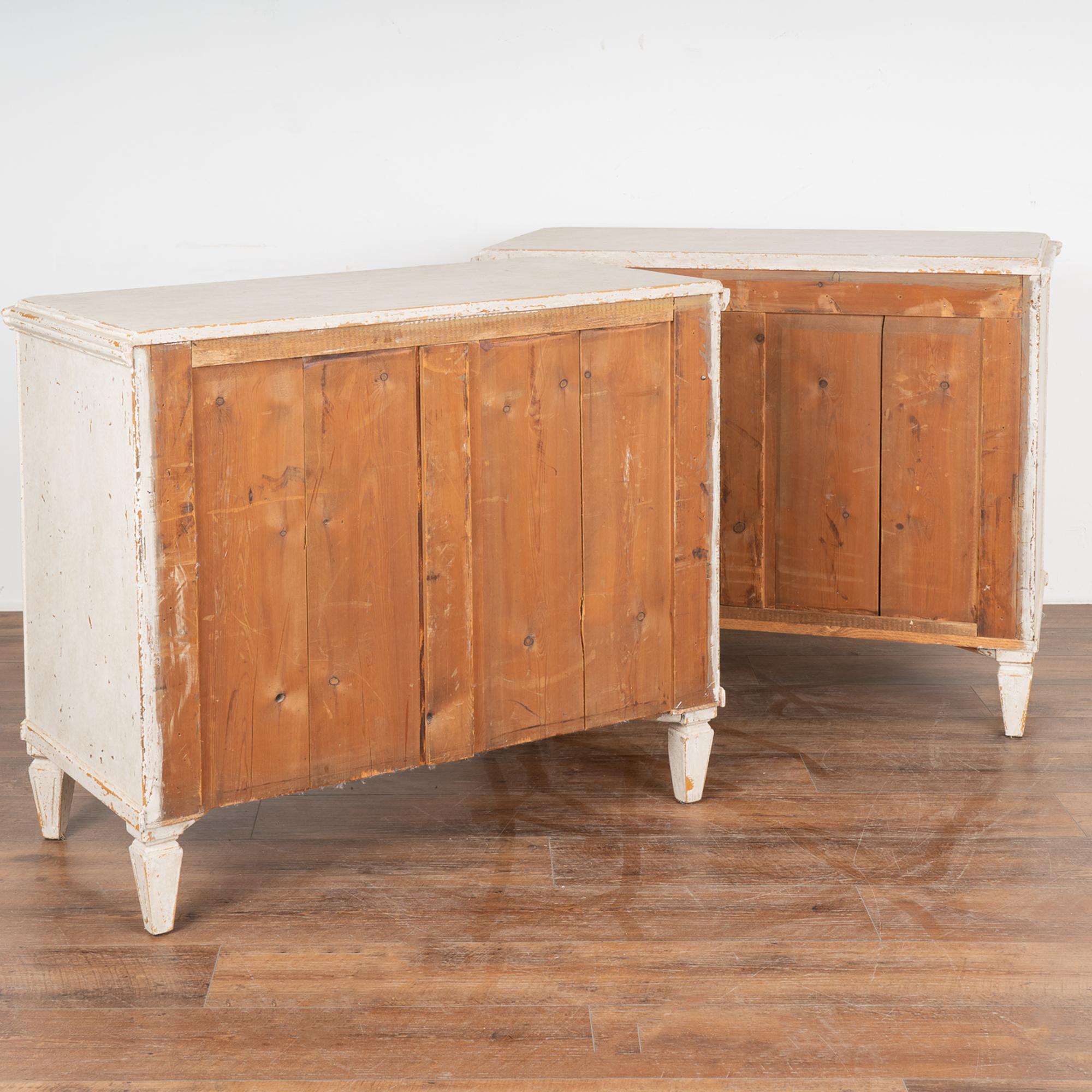 Pair, White Painted Gustavian Chest of Drawers, Sweden, circa 1860-70 4