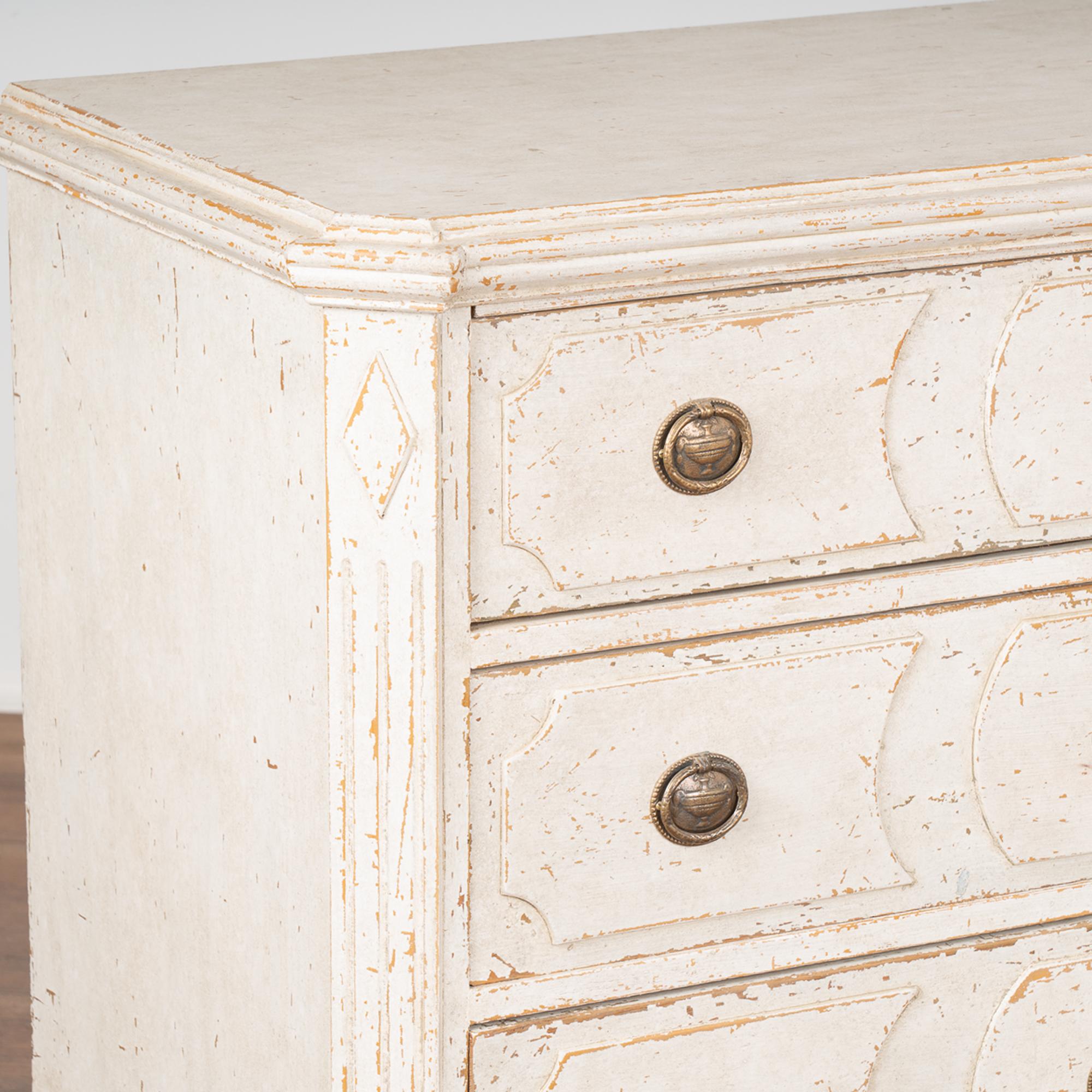 Pair, White Painted Gustavian Chest of Drawers, Sweden, circa 1860-70 1