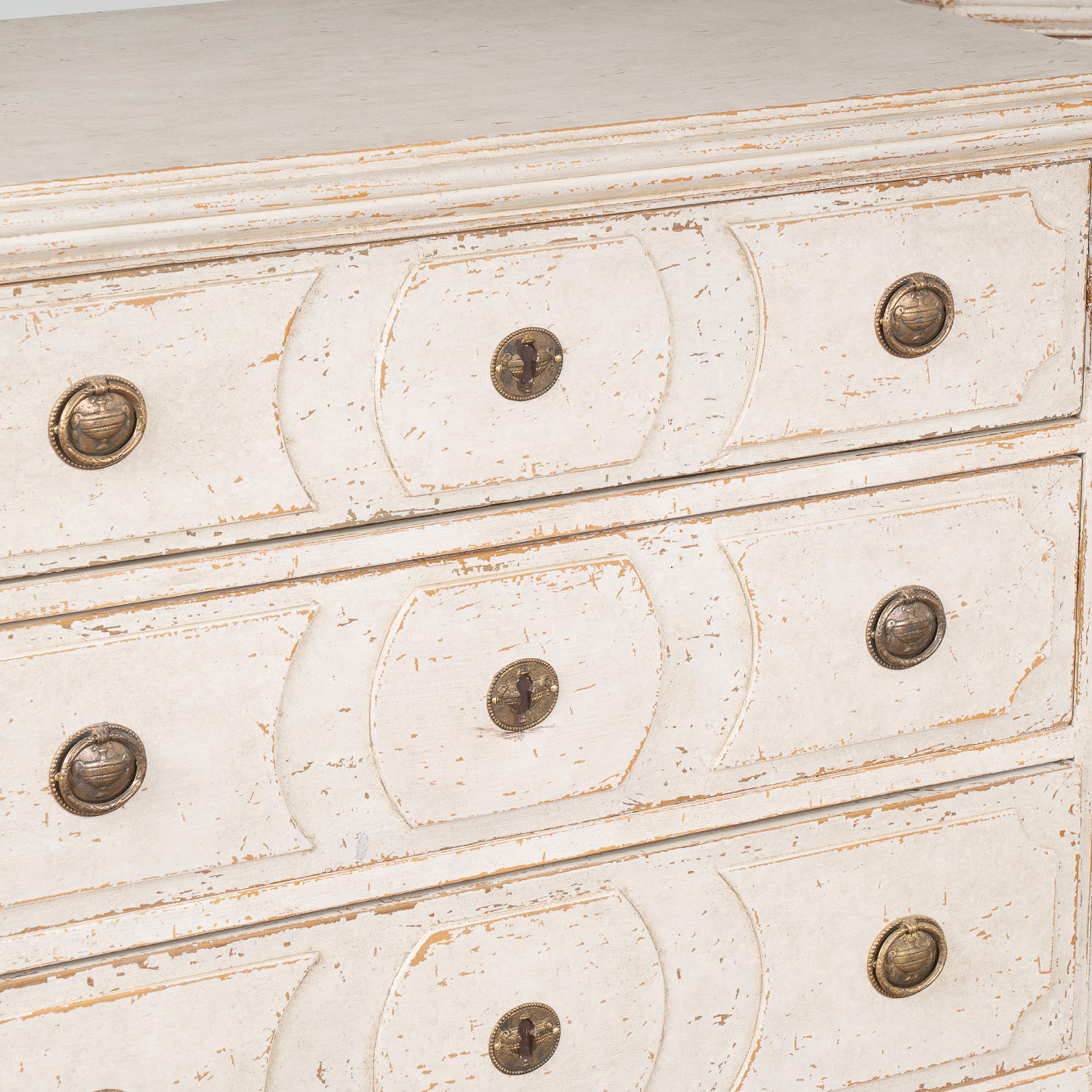 Pair, White Painted Gustavian Chest of Drawers, Sweden, circa 1860-70 2