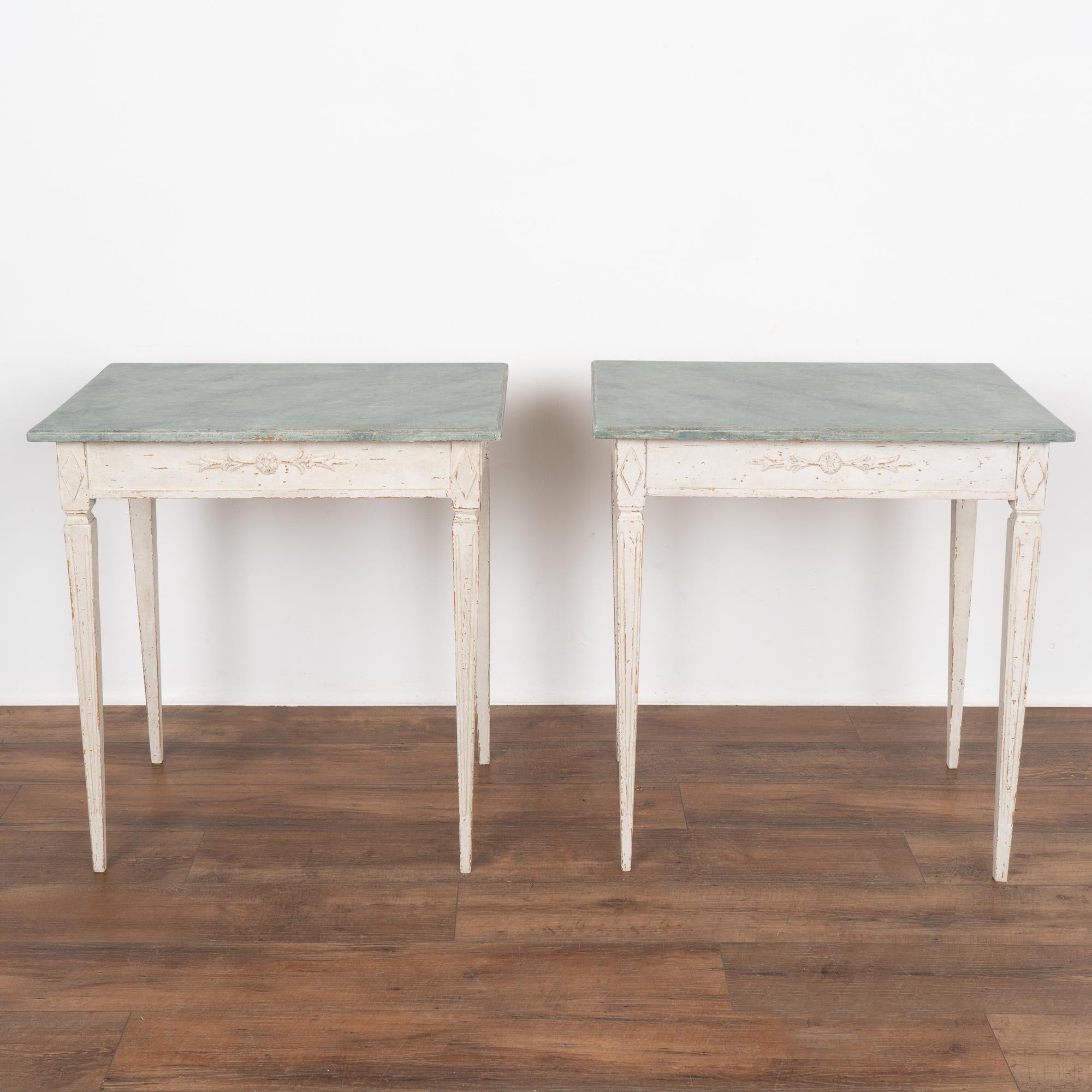 Pair, White Painted Gustavian Side Tables, Sweden circa 1880 5