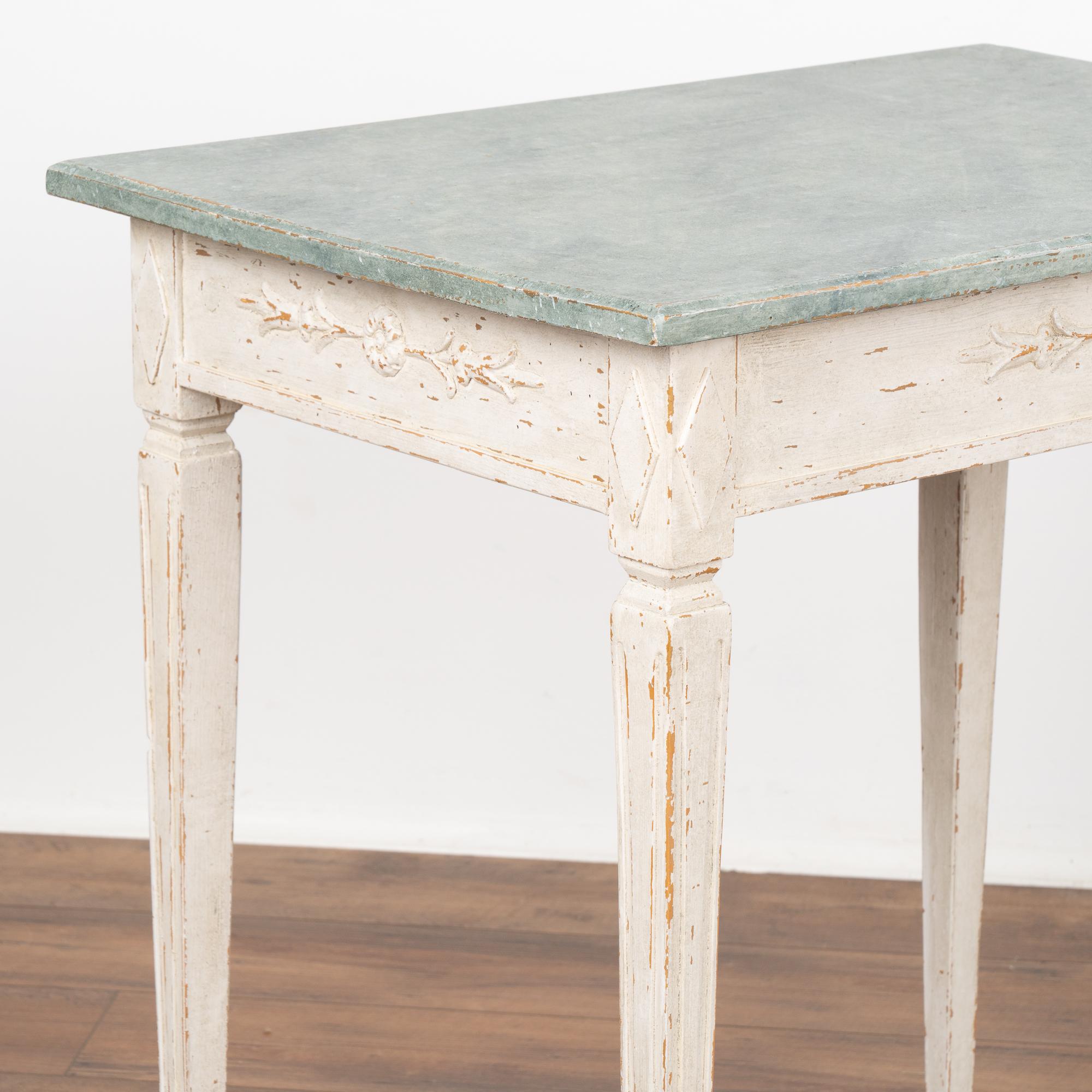 Wood Pair, White Painted Gustavian Side Tables, Sweden circa 1880