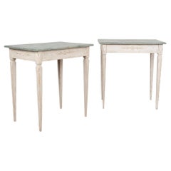 Pair, White Painted Gustavian Side Tables, Sweden circa 1880