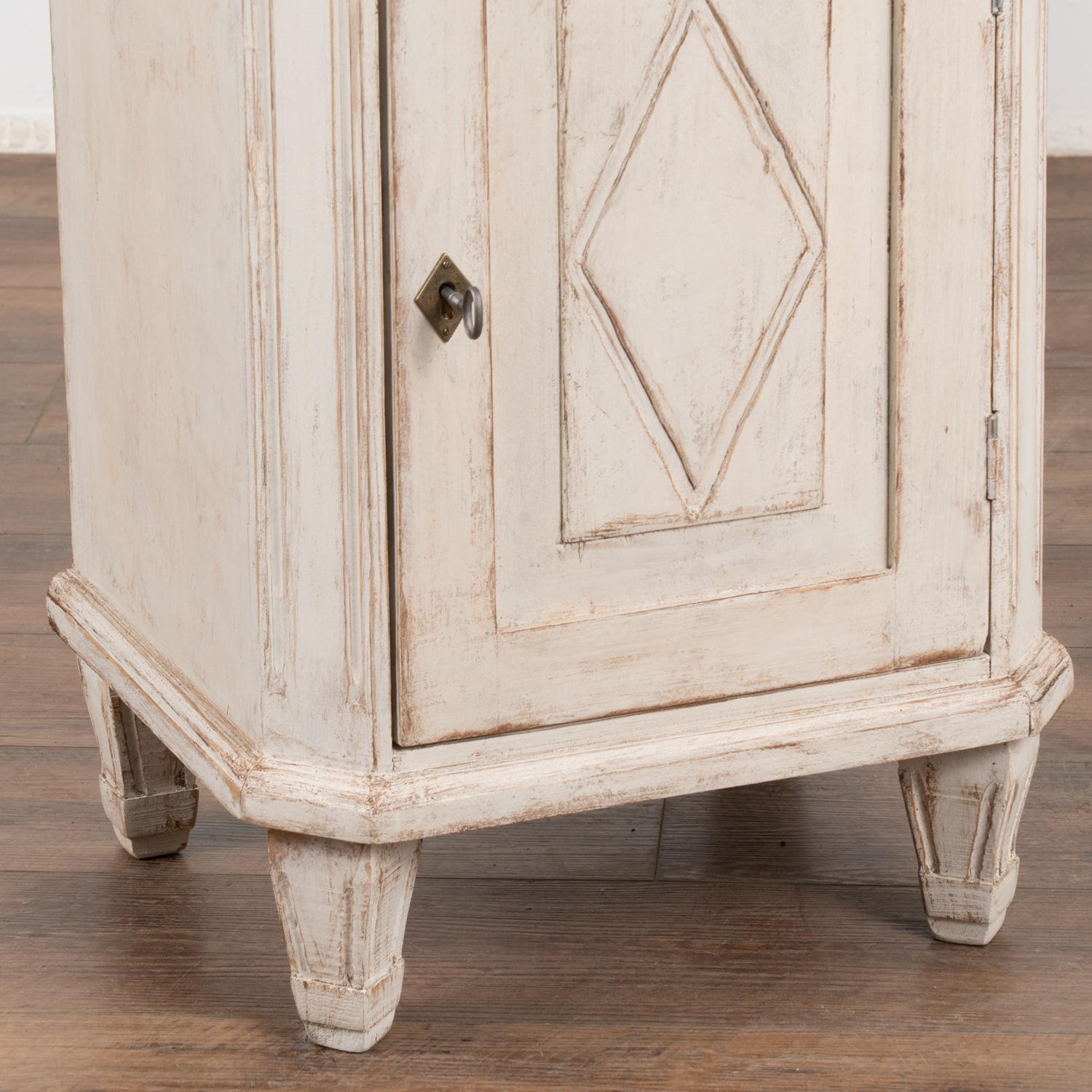 Pair, White Painted Nightstands Small Cabinets, Sweden circa 1900's 3