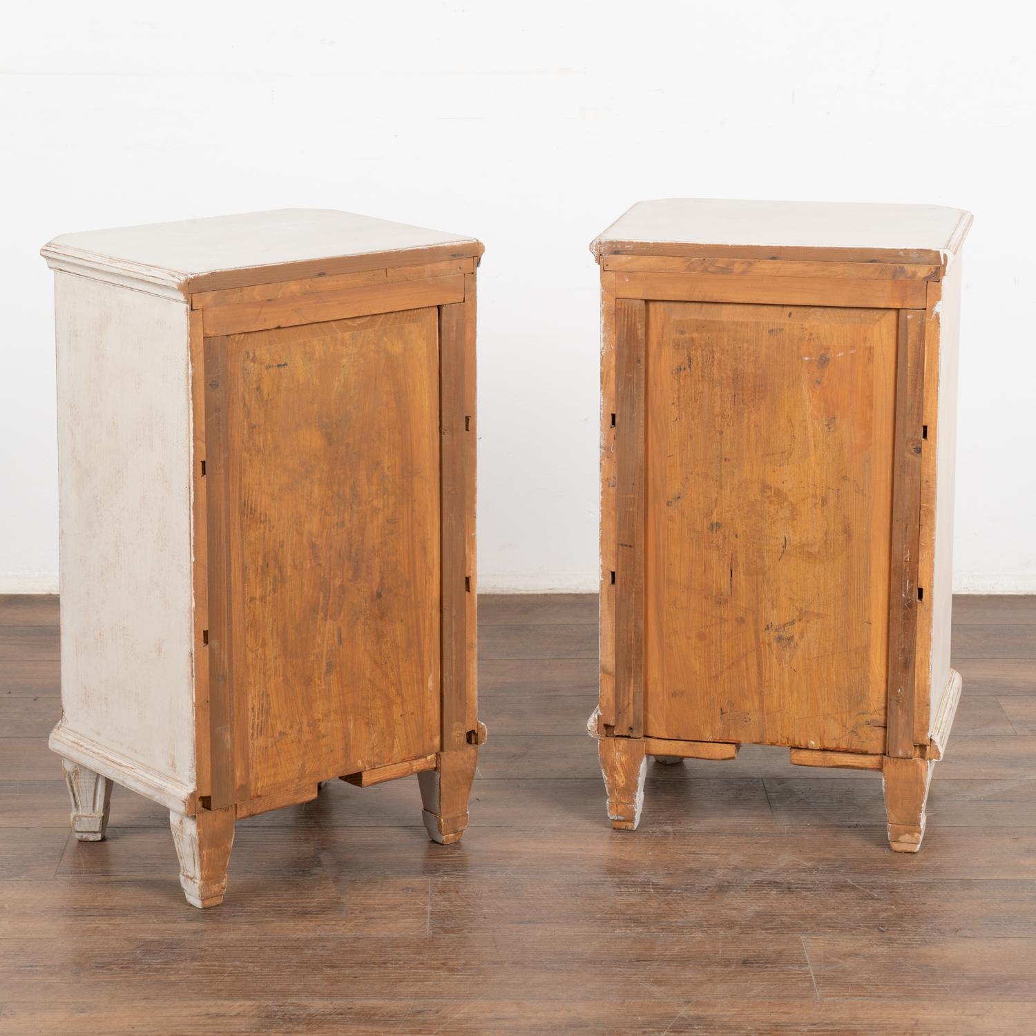 Pair, White Painted Nightstands Small Cabinets, Sweden circa 1900's For Sale 4