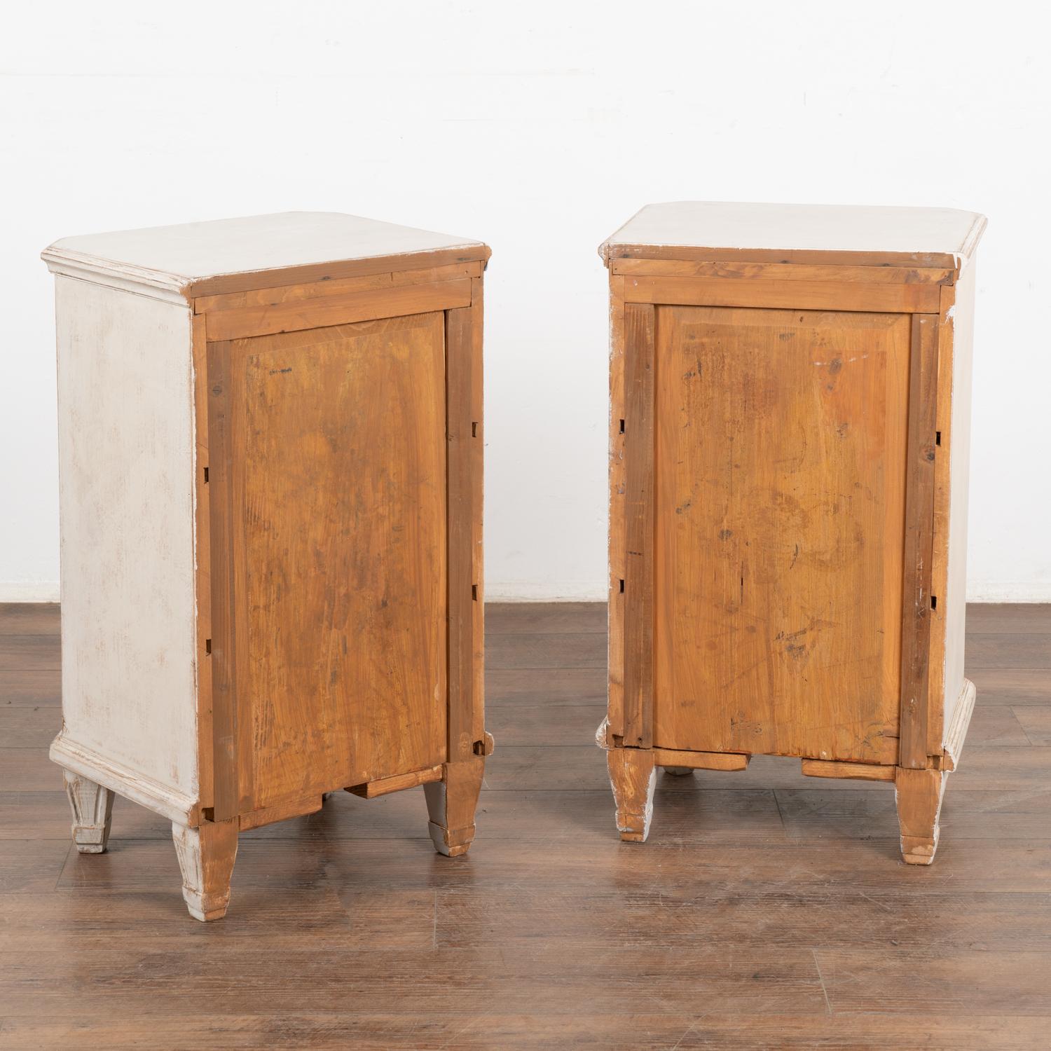 Pair, White Painted Nightstands Small Cabinets, Sweden circa 1900's 4