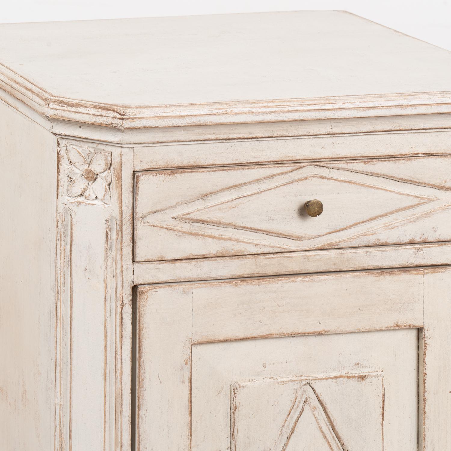 Brass Pair, White Painted Nightstands Small Cabinets, Sweden circa 1900's For Sale