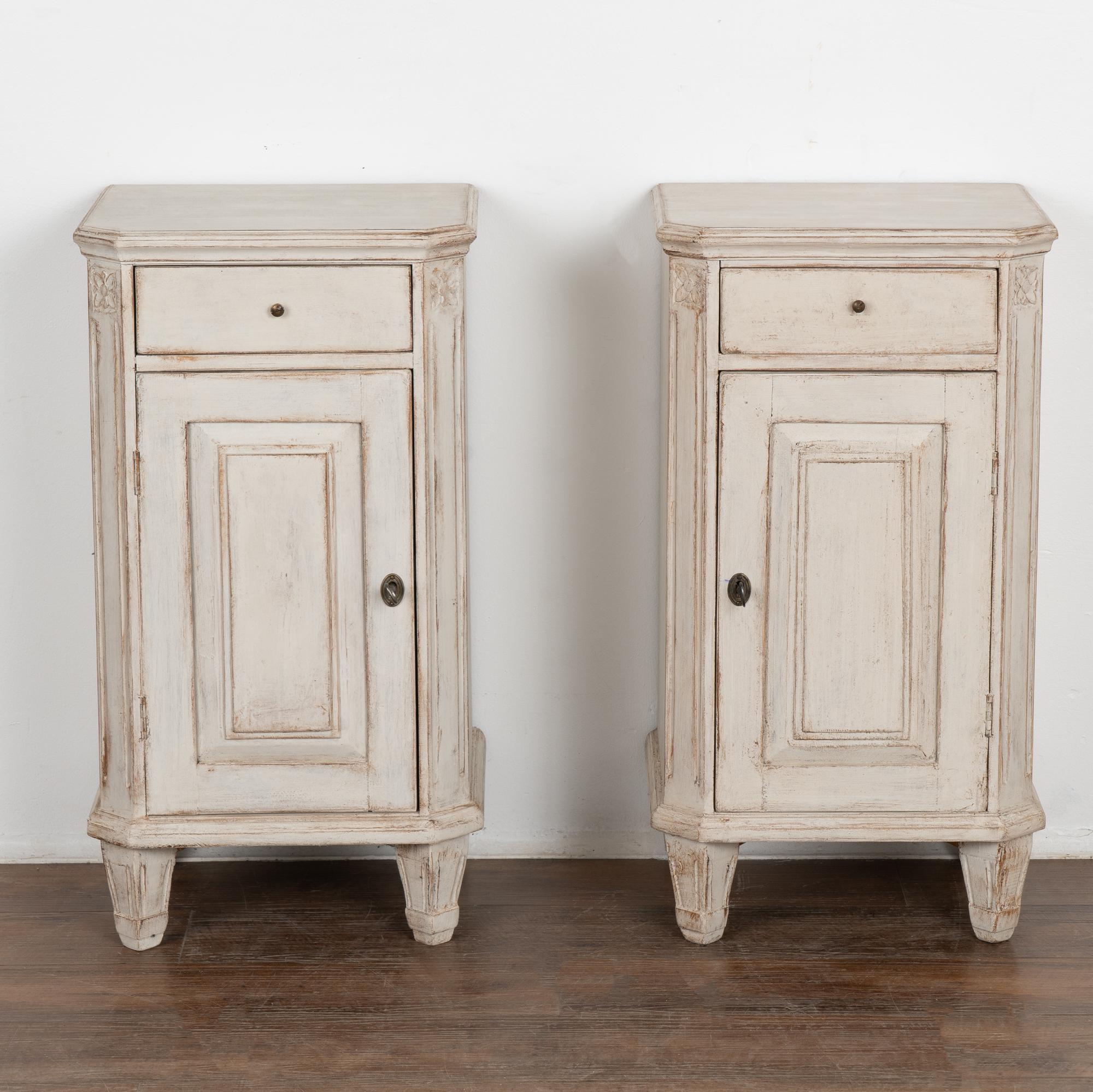 Swedish Pair, White Painted Nightstands, Sweden circa 1880 For Sale