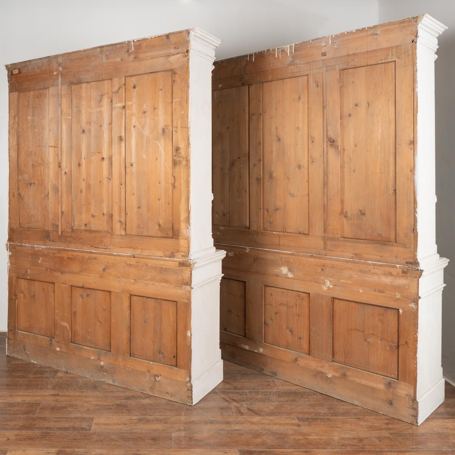 Pair, White Painted Pine Bookcases Display Cabinets, Hungary circa 1890 6