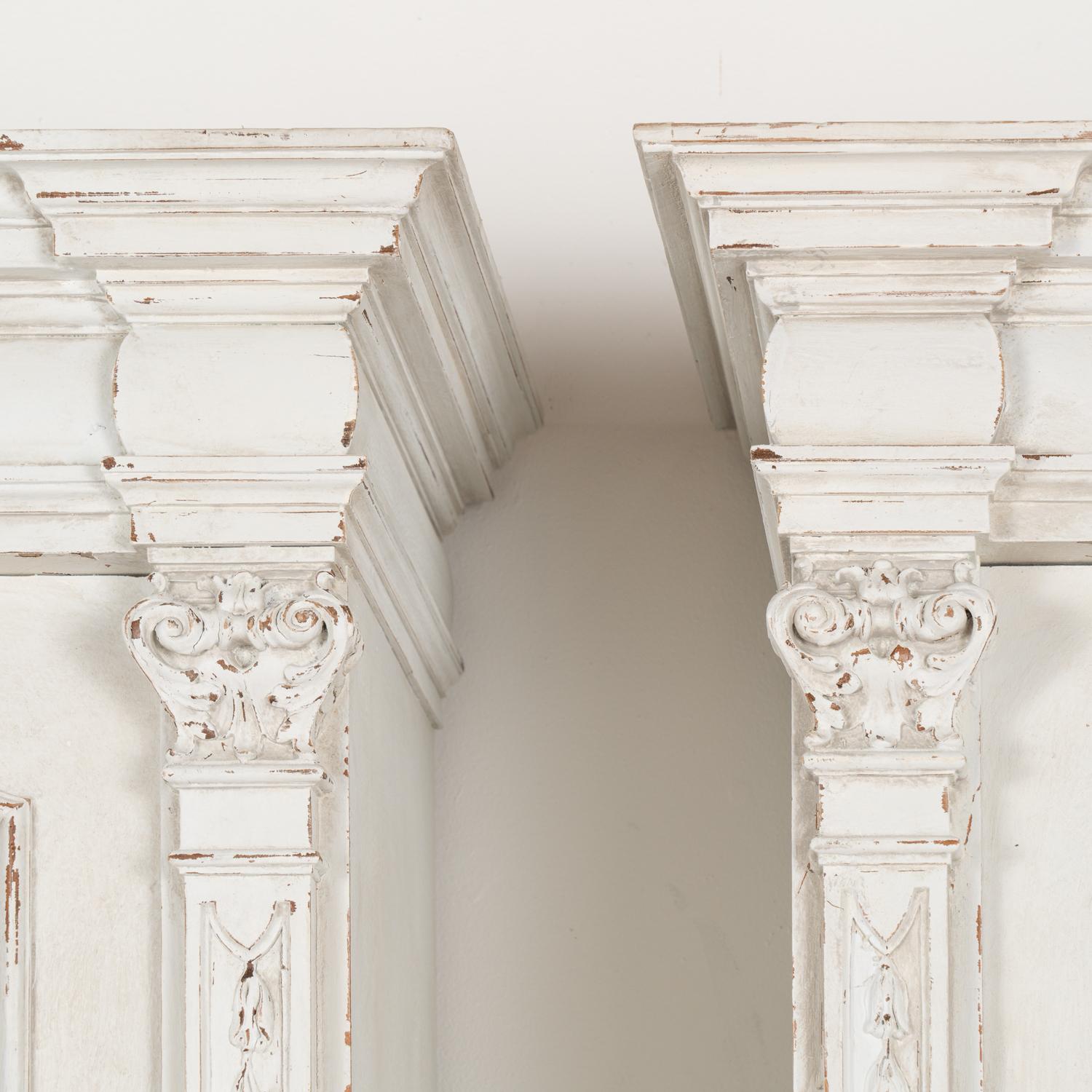 19th Century Pair, White Painted Pine Bookcases Display Cabinets, Hungary circa 1890