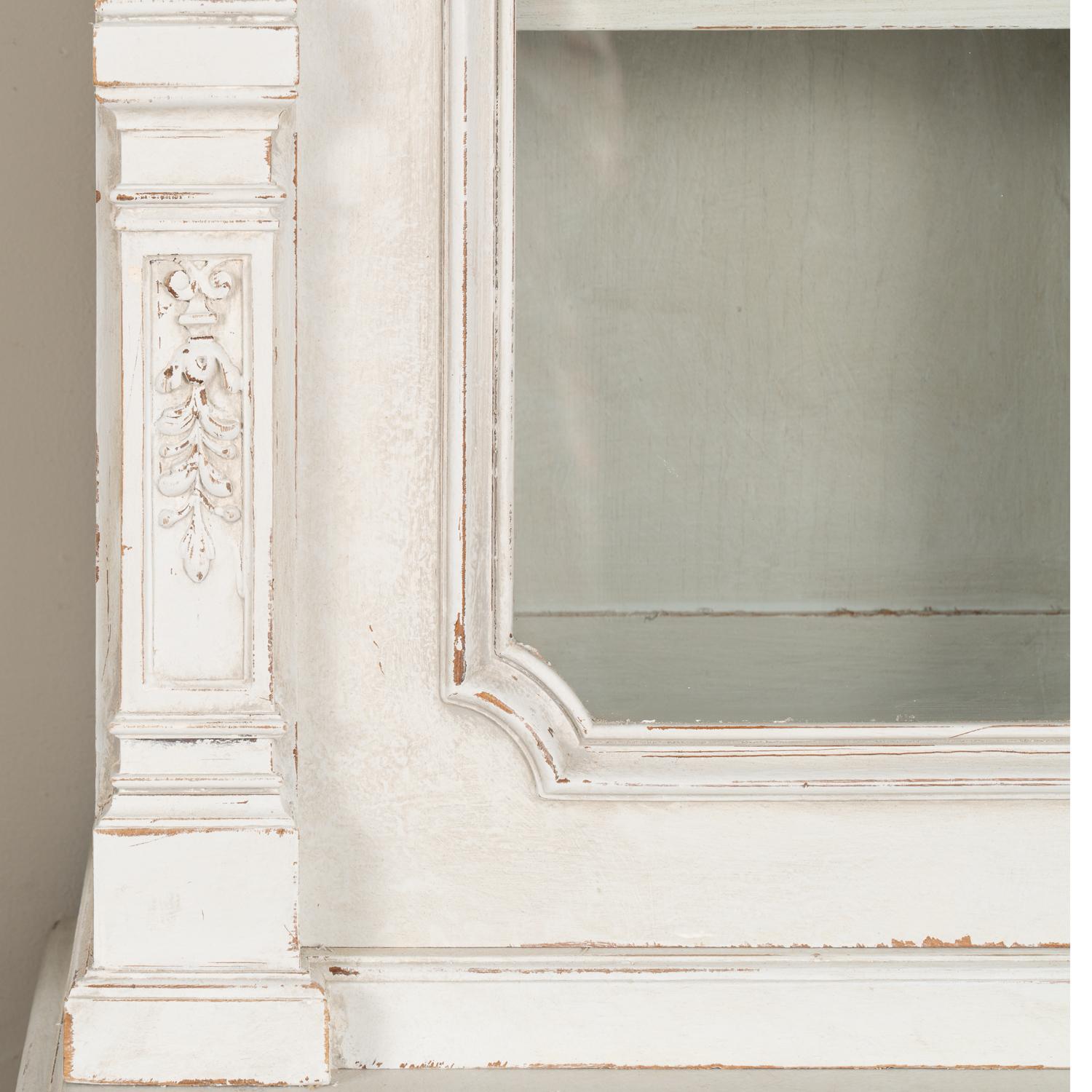 Pair, White Painted Pine Bookcases Display Cabinets, Hungary circa 1890 1