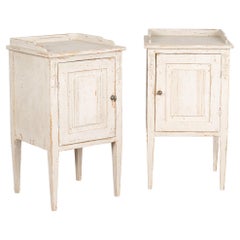 Pair, White Painted Small Cabinets or Nightstands, Sweden, circa 1840-60