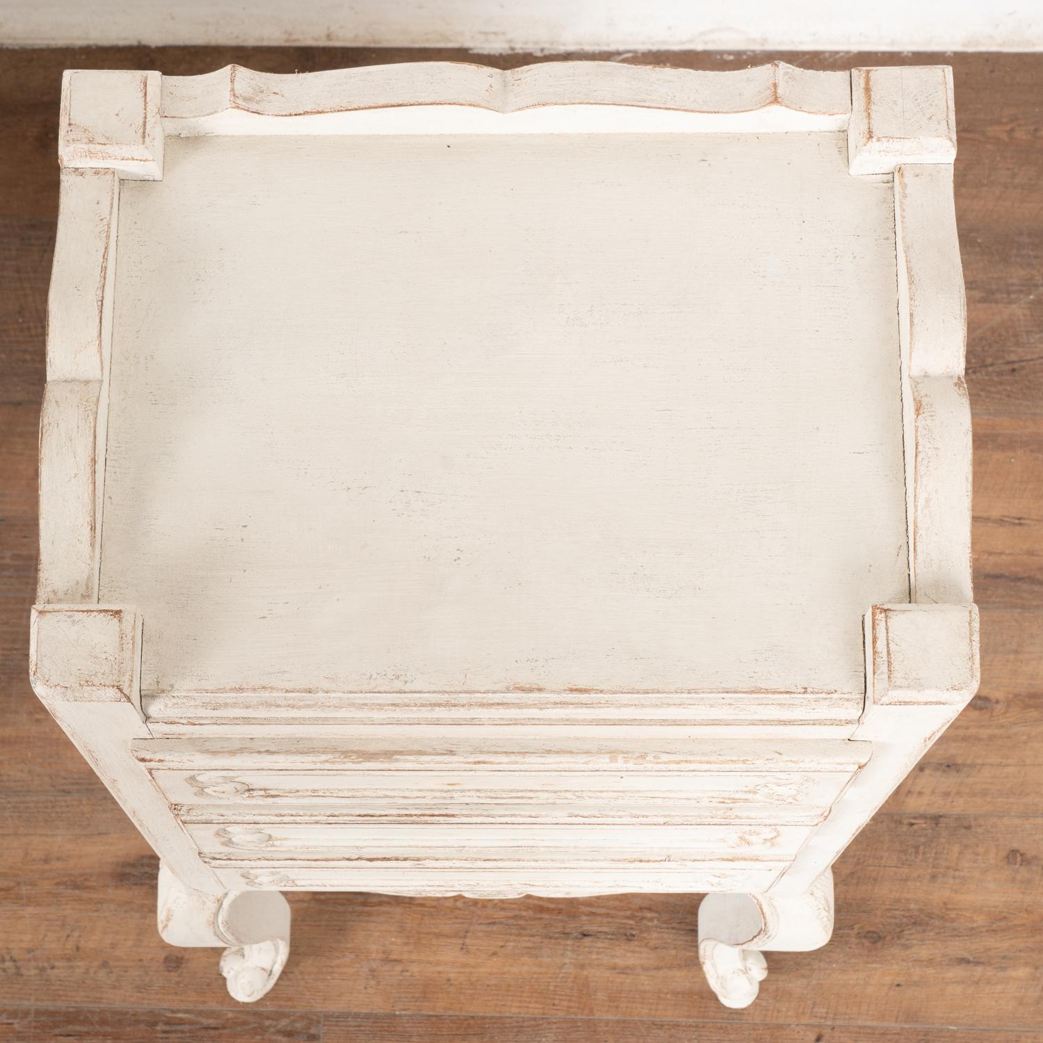 Pair, White Painted Small Chest of Drawers Nightstands, France Circa 1920 3
