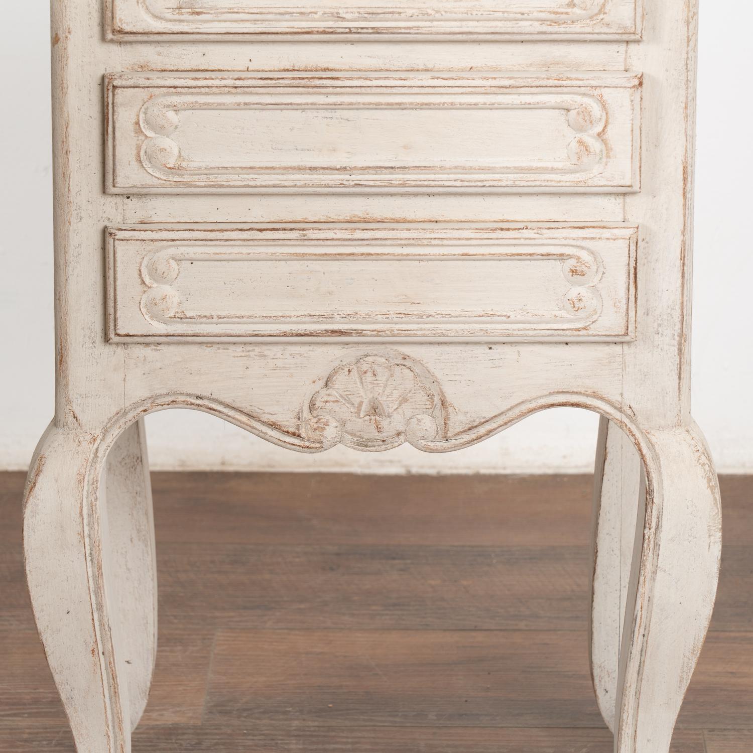 French Pair, White Painted Small Chest of Drawers Nightstands, France Circa 1920