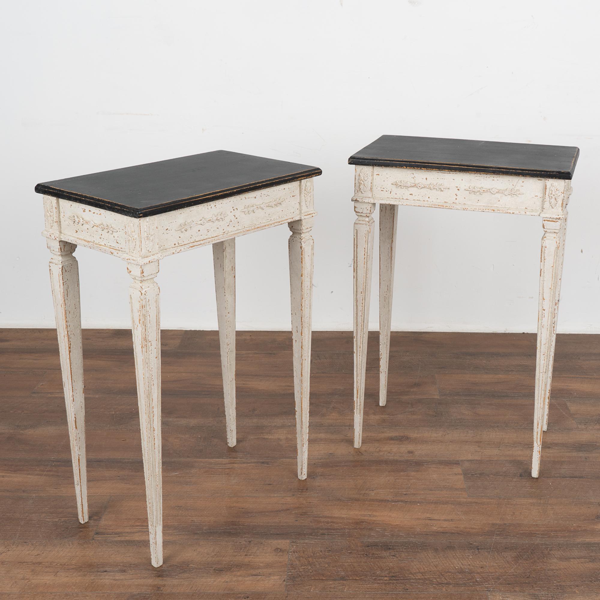 Pair, White Painted Small Gustavian Side Tables, circa 1840-60 For Sale 6
