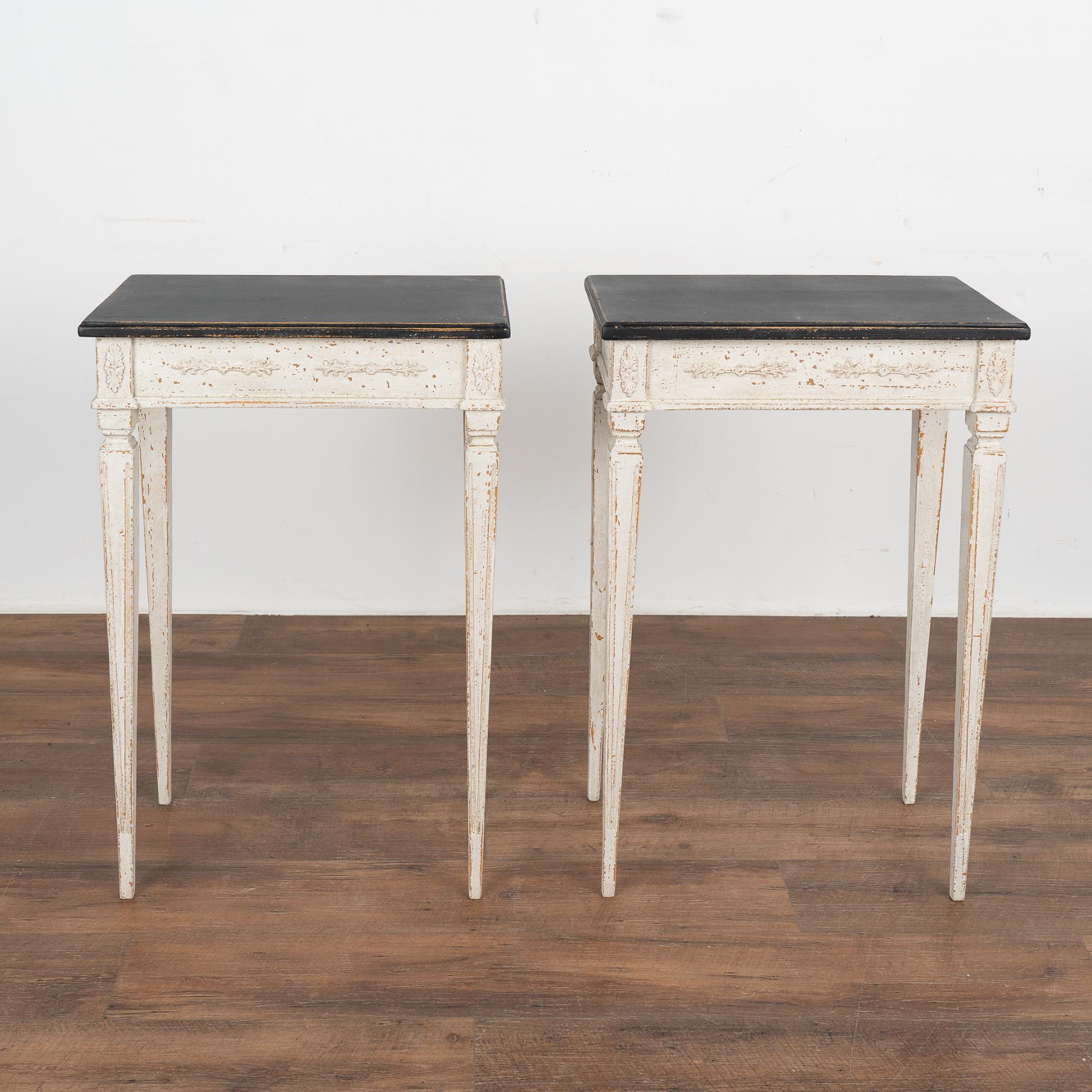 Swedish Pair, White Painted Small Gustavian Side Tables, circa 1840-60 For Sale