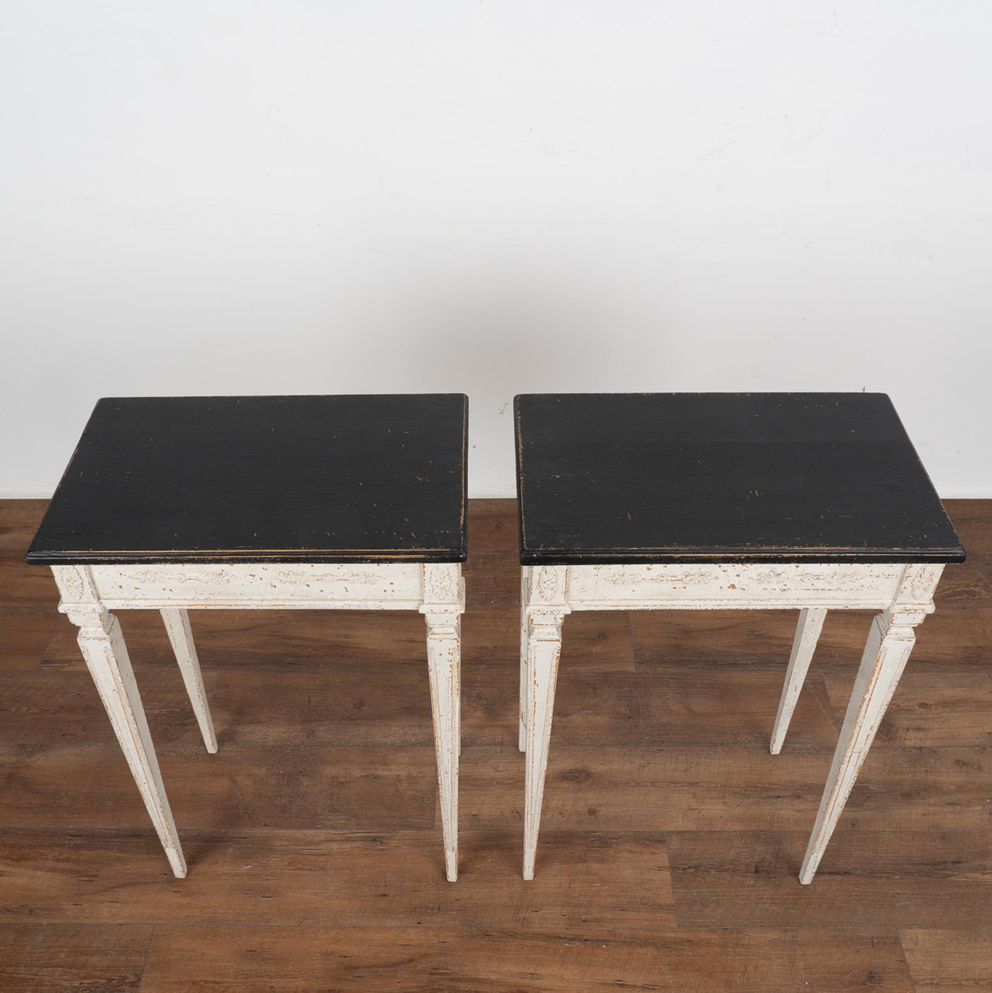 Pair, White Painted Small Gustavian Side Tables, circa 1840-60 In Good Condition In Round Top, TX