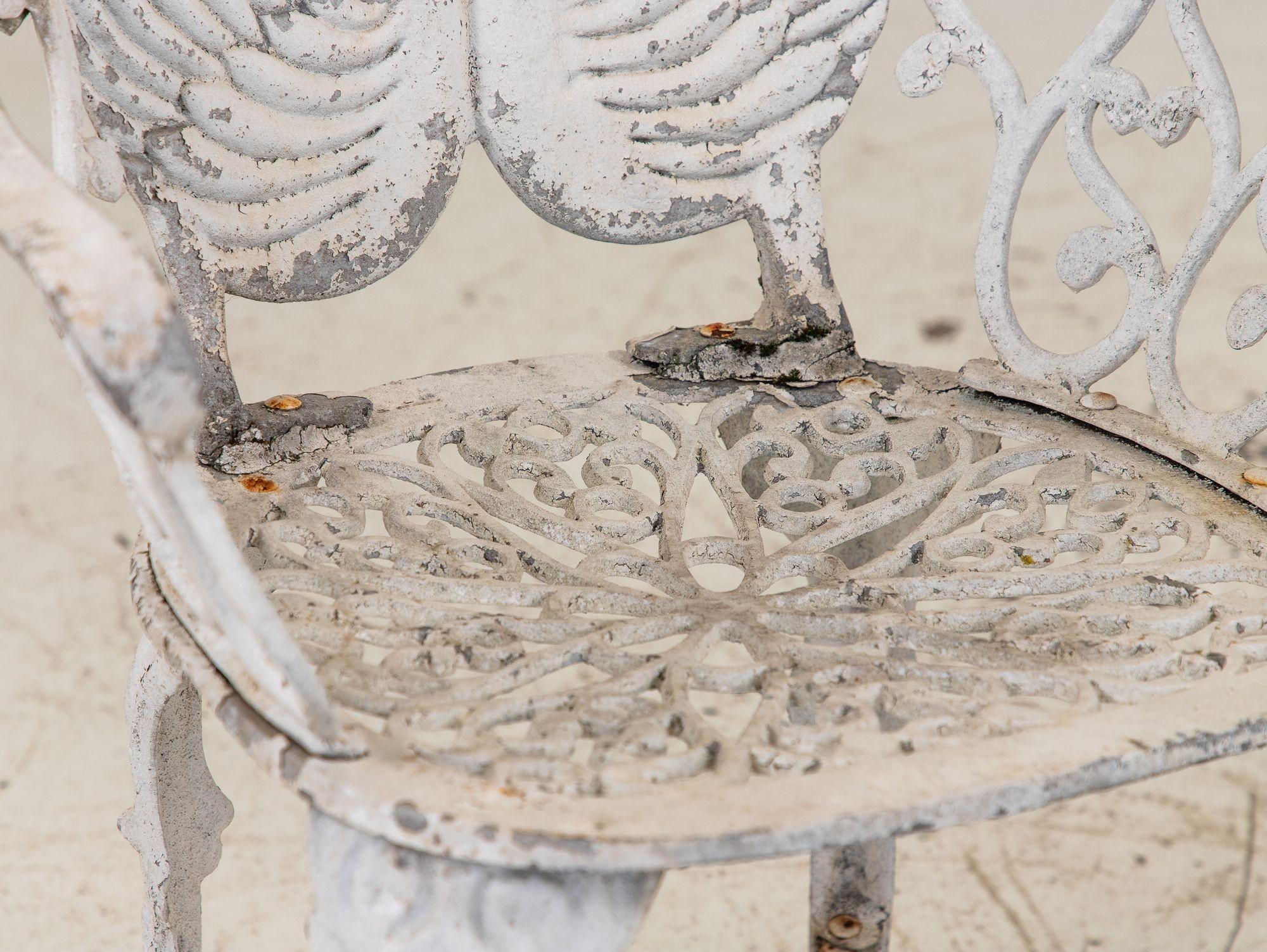 Pair White Painted Swan Back Aluminum Garden Armchairs, Sweden 1960s 9