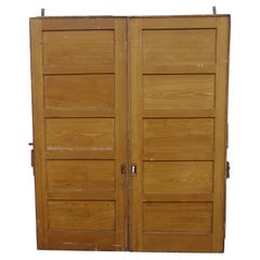 Pair White Pine Pocket Doors w/ 5 Horizontal Panels