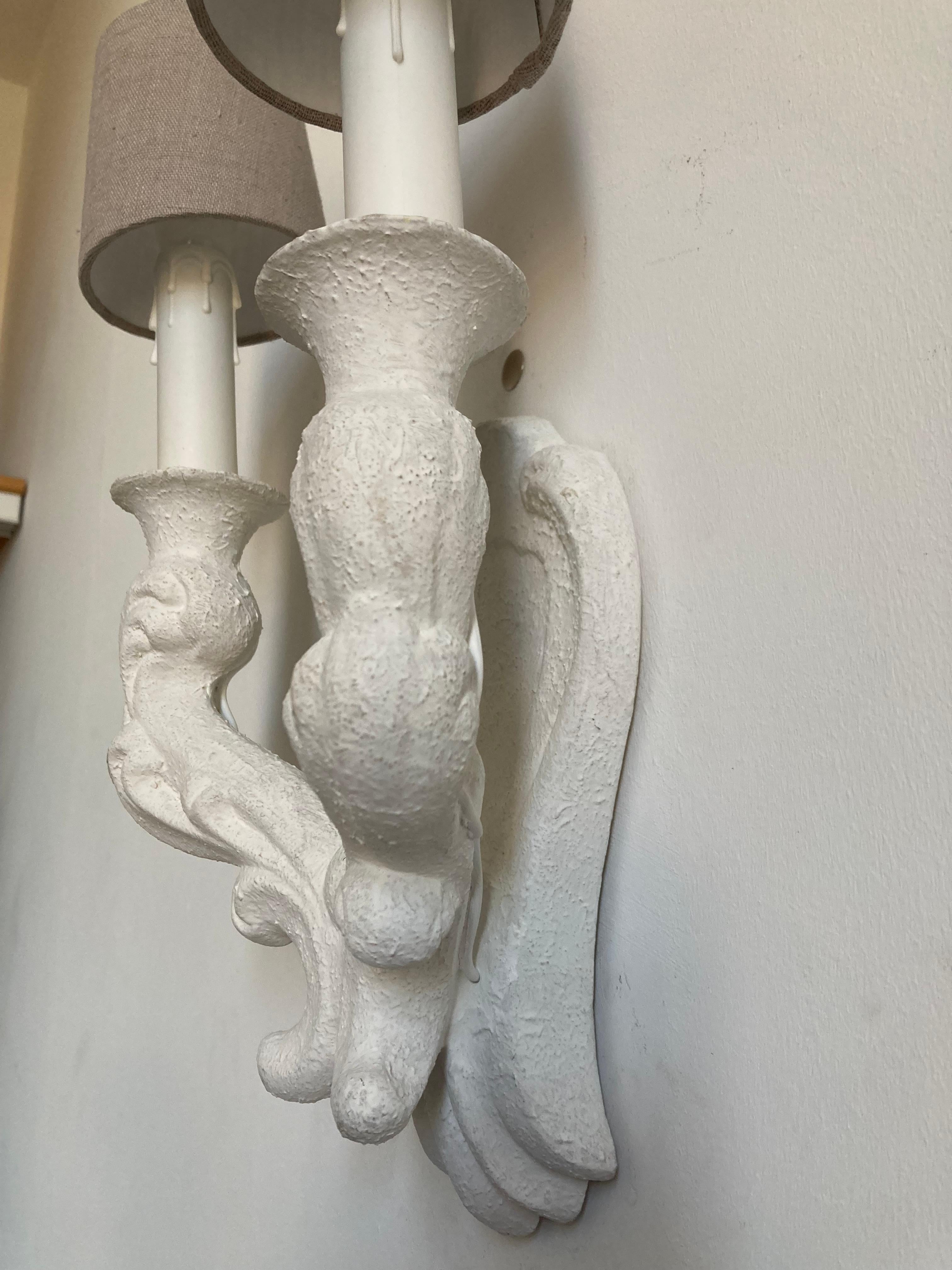 PAR DE Apliques de Yeso Blanco Serge Roche Francés en venta