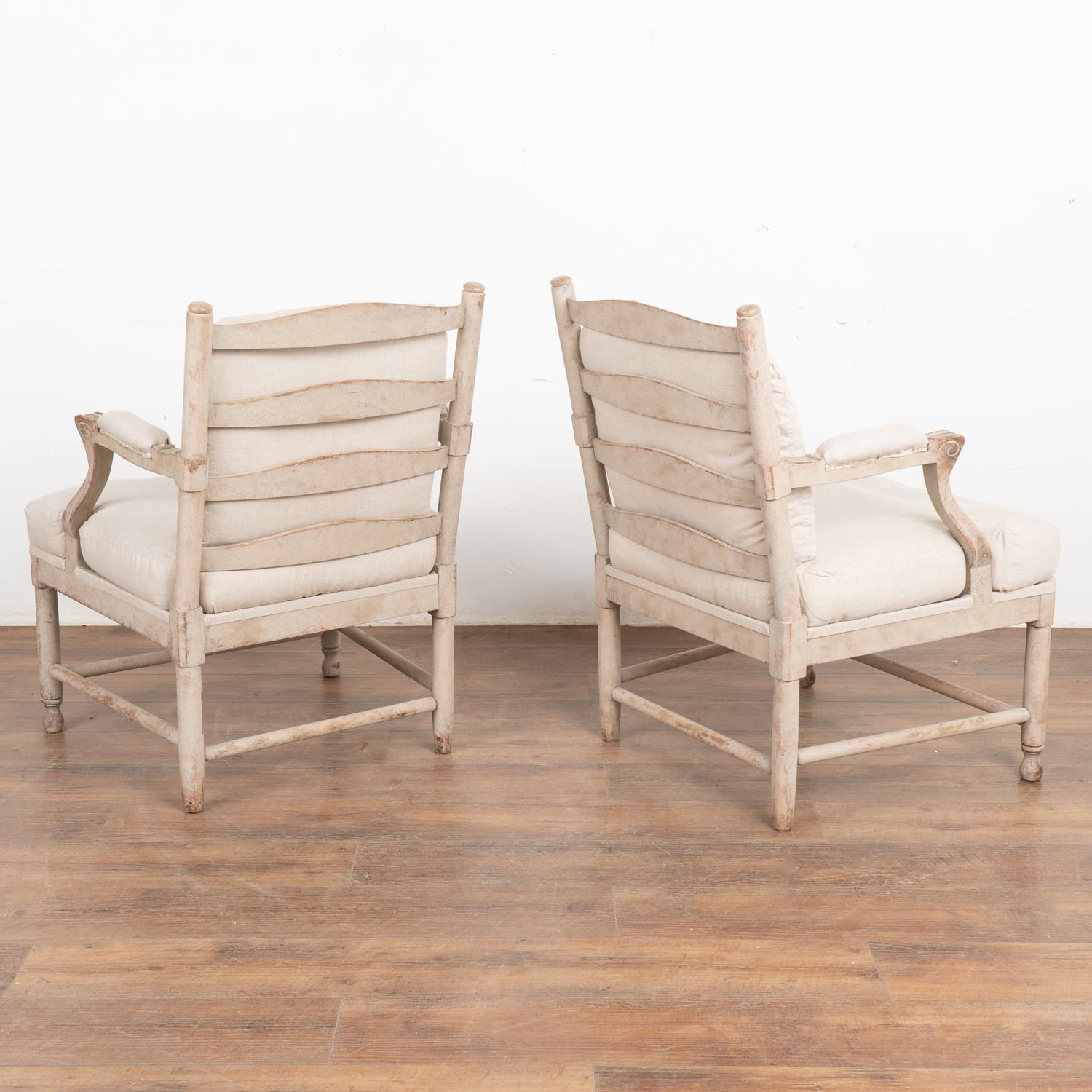 Pair, White Swedish Armchairs, circa 1920-40 4