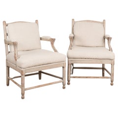 Pair, White Swedish Armchairs, circa 1920-40