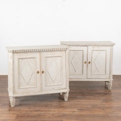 Pair, White Swedish Gustavian Sideboard Cabinets, circa 1880
